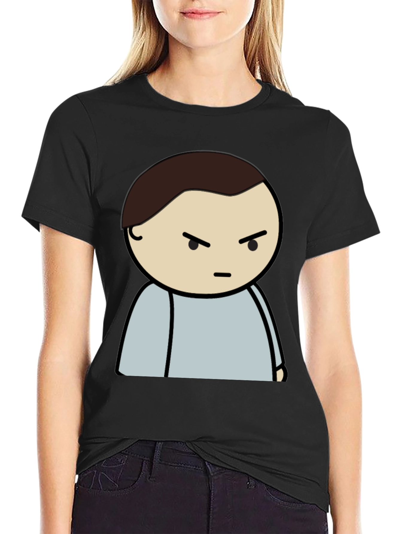 Angry Cartoon Character T-Shirt - Casual Style