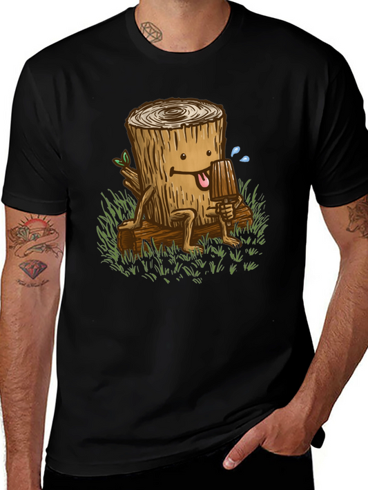 Funny Tree Stump Graphic Tee - Black