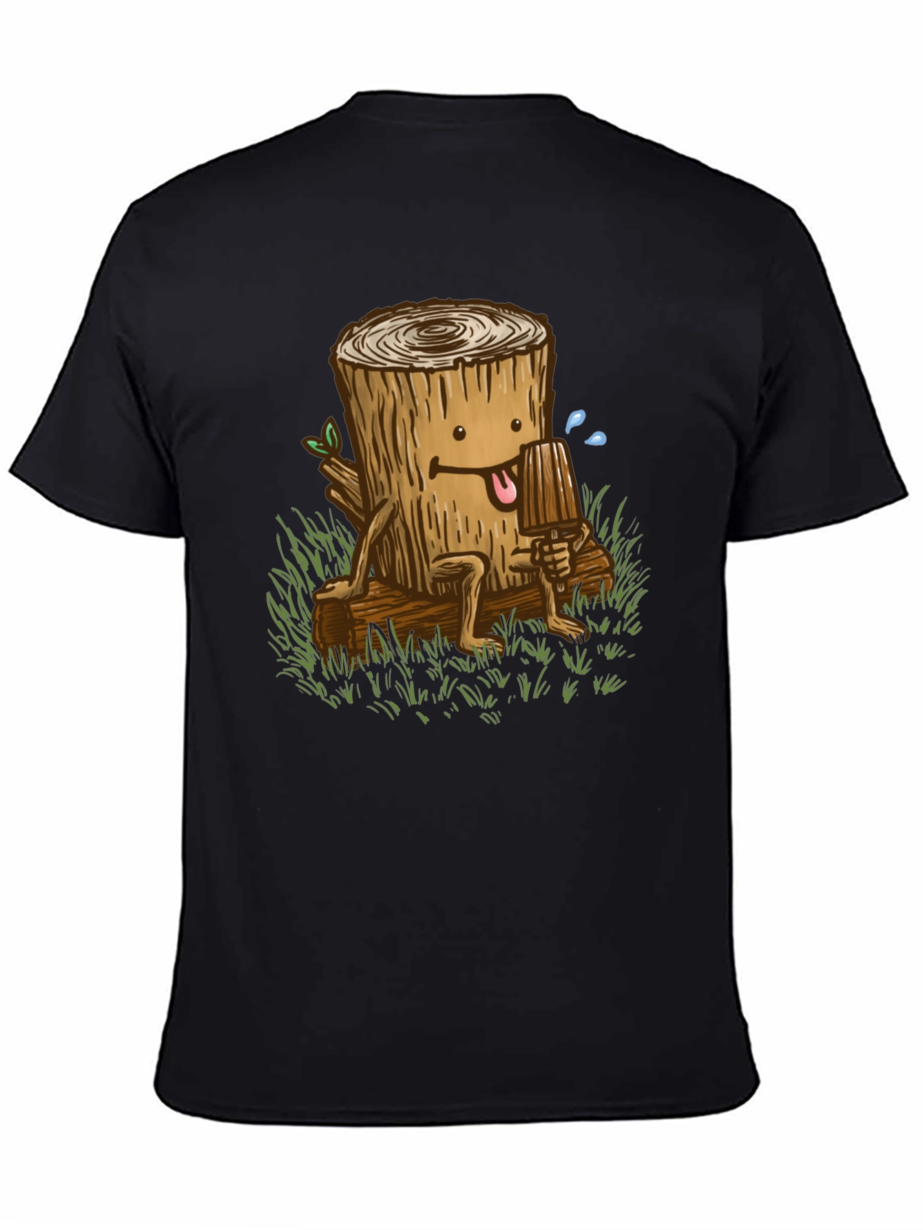 Funny Tree Stump Graphic Tee - Black