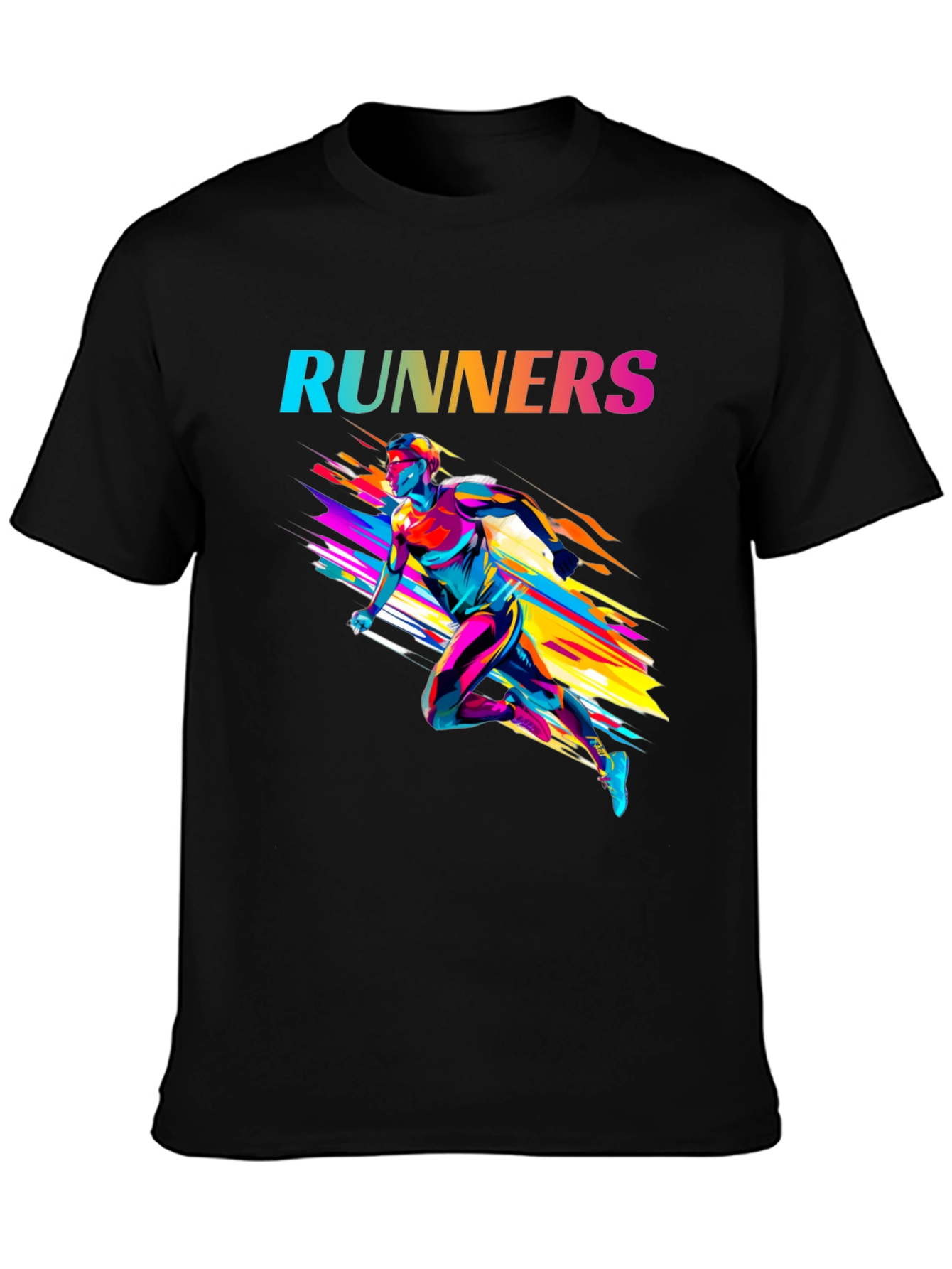 Stylish Runners Graphic Black T-Shirt
