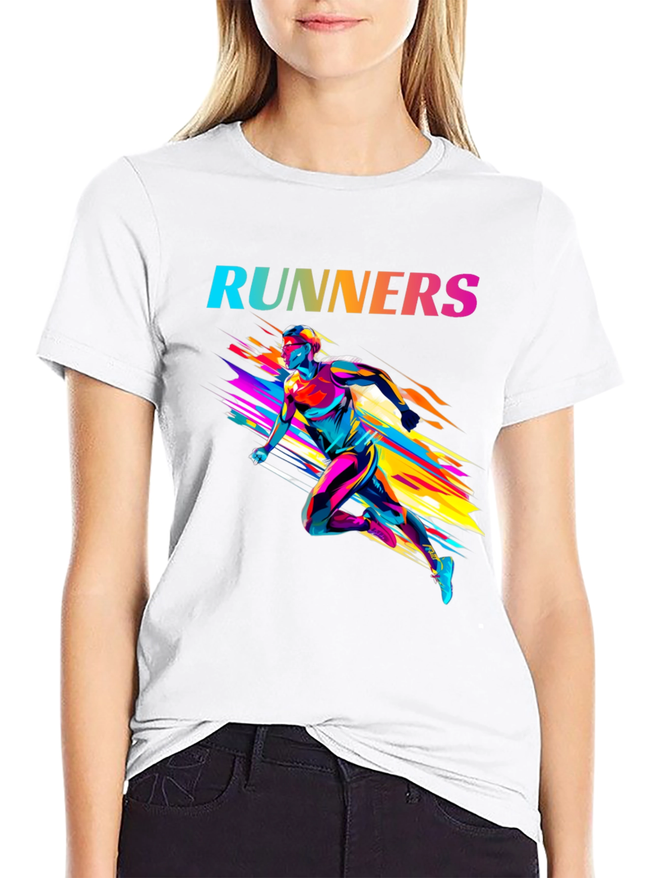 Stylish Runners Graphic Black T-Shirt