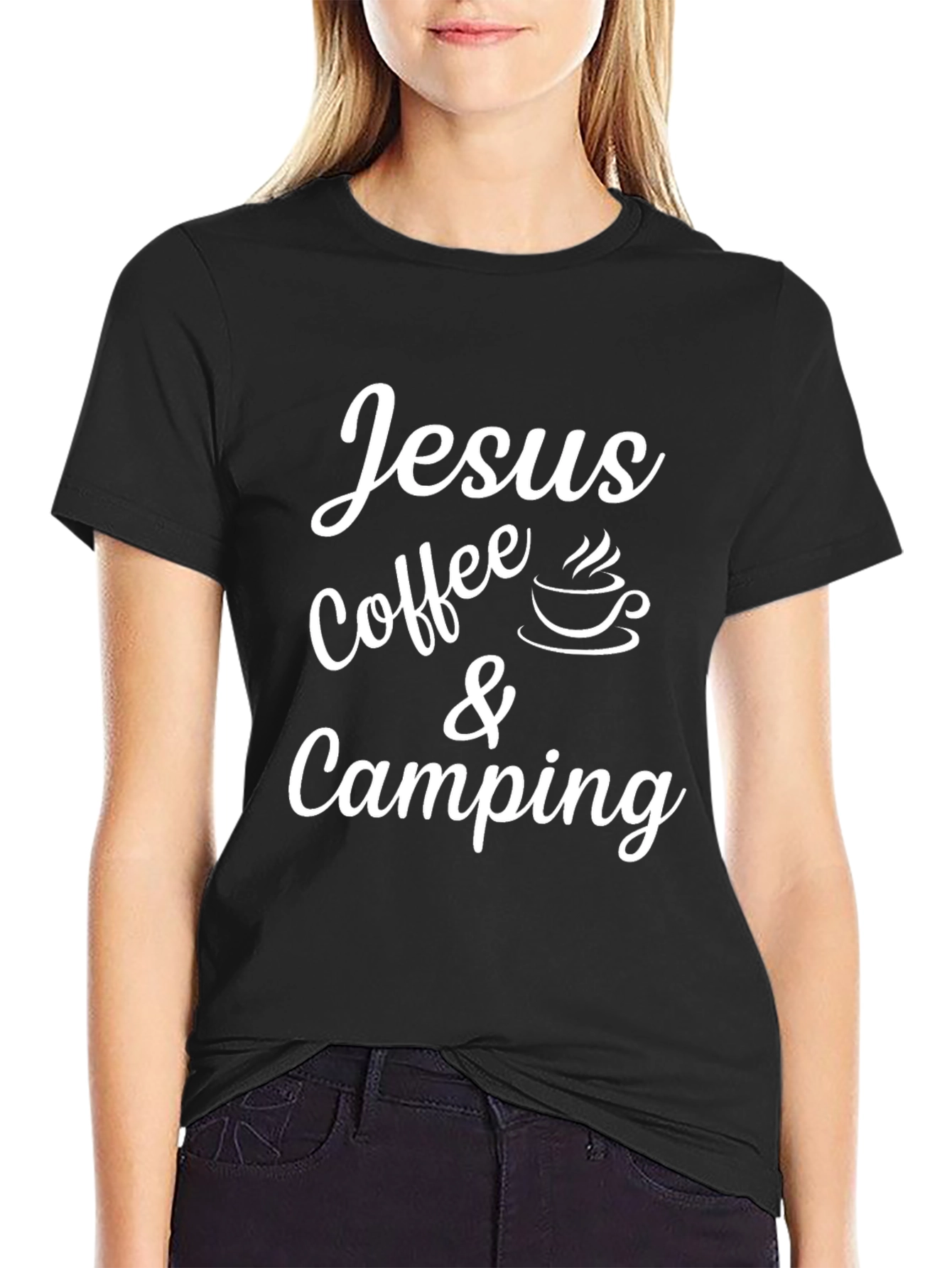 Jesus Coffee & Camping Graphic T-Shirt