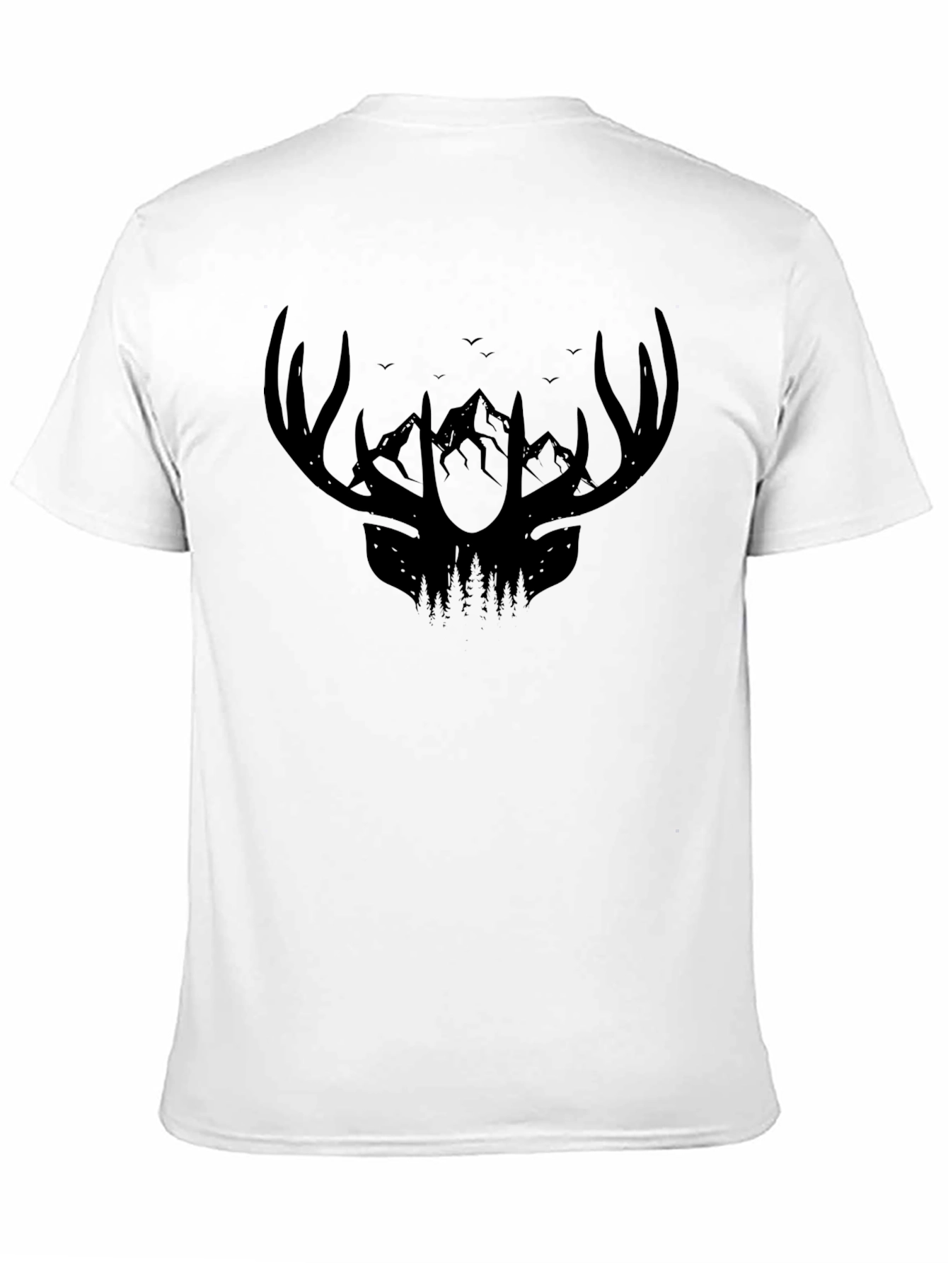 Antler Mountain Graphic Tee - Black Cotton Shirt