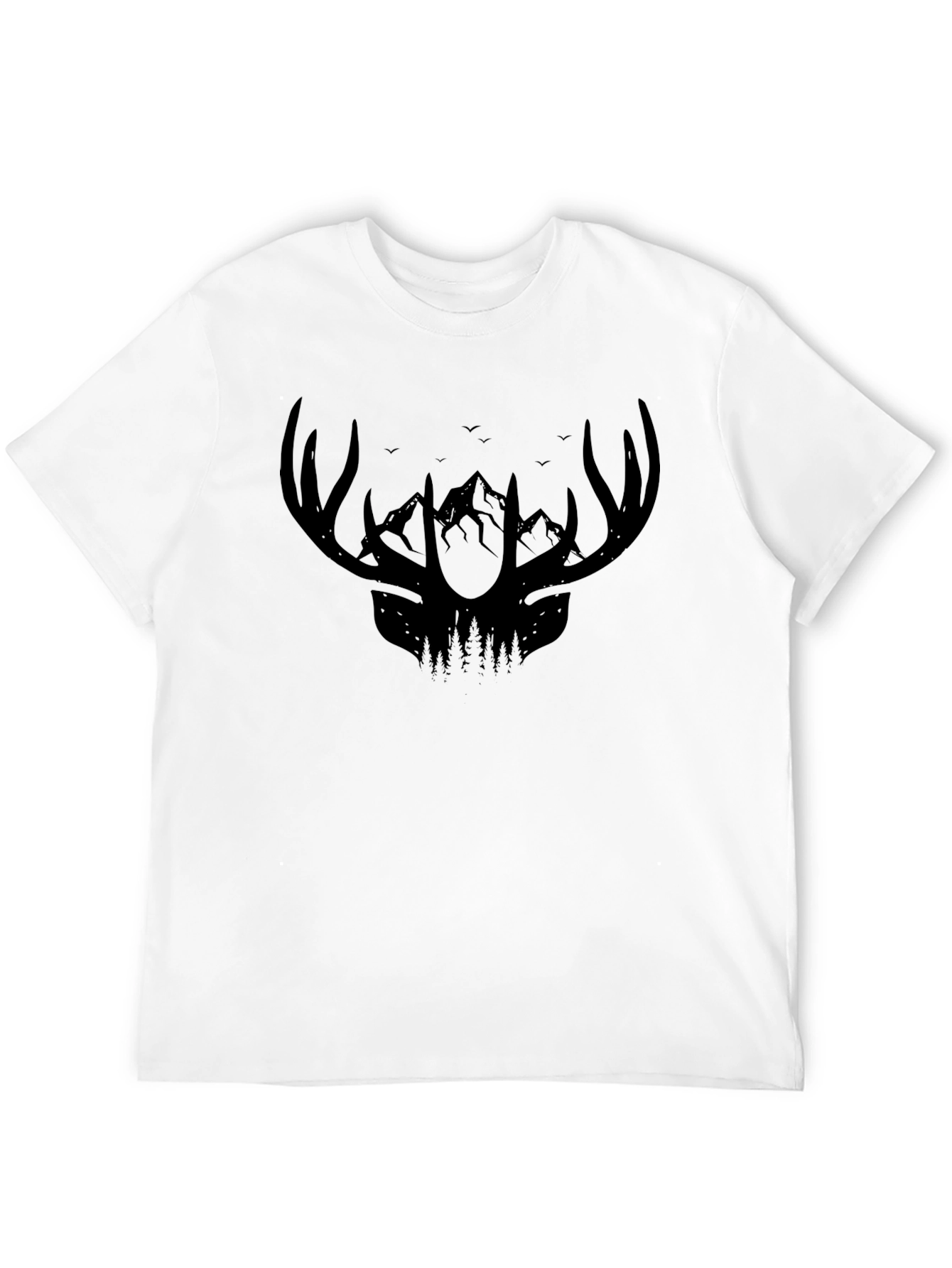 Antler Mountain Graphic Tee - Black Cotton Shirt