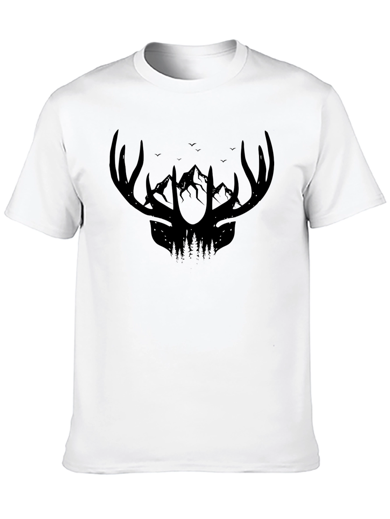 Antler Mountain Graphic Tee - Black Cotton Shirt