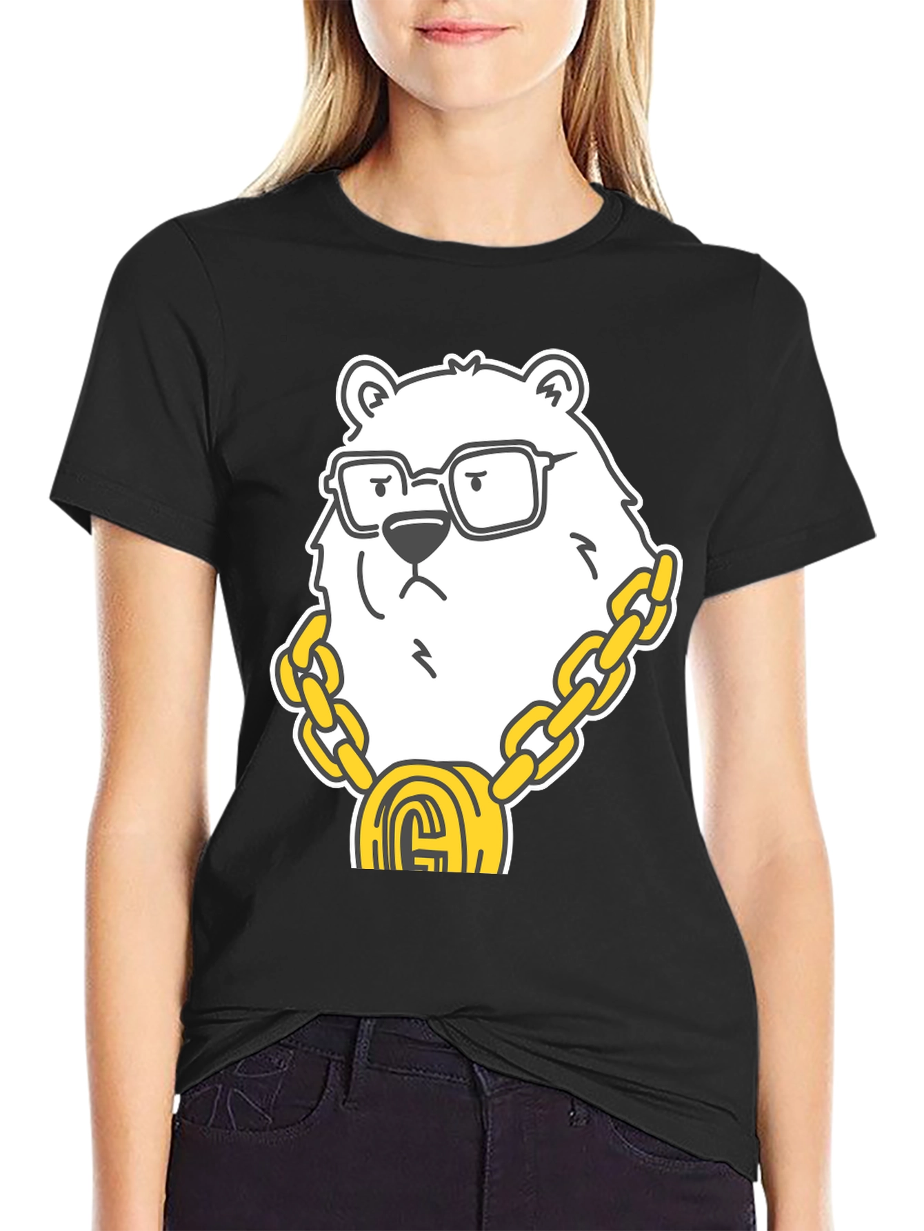 Cool Bear Graphic Tee - Black Cotton Blend