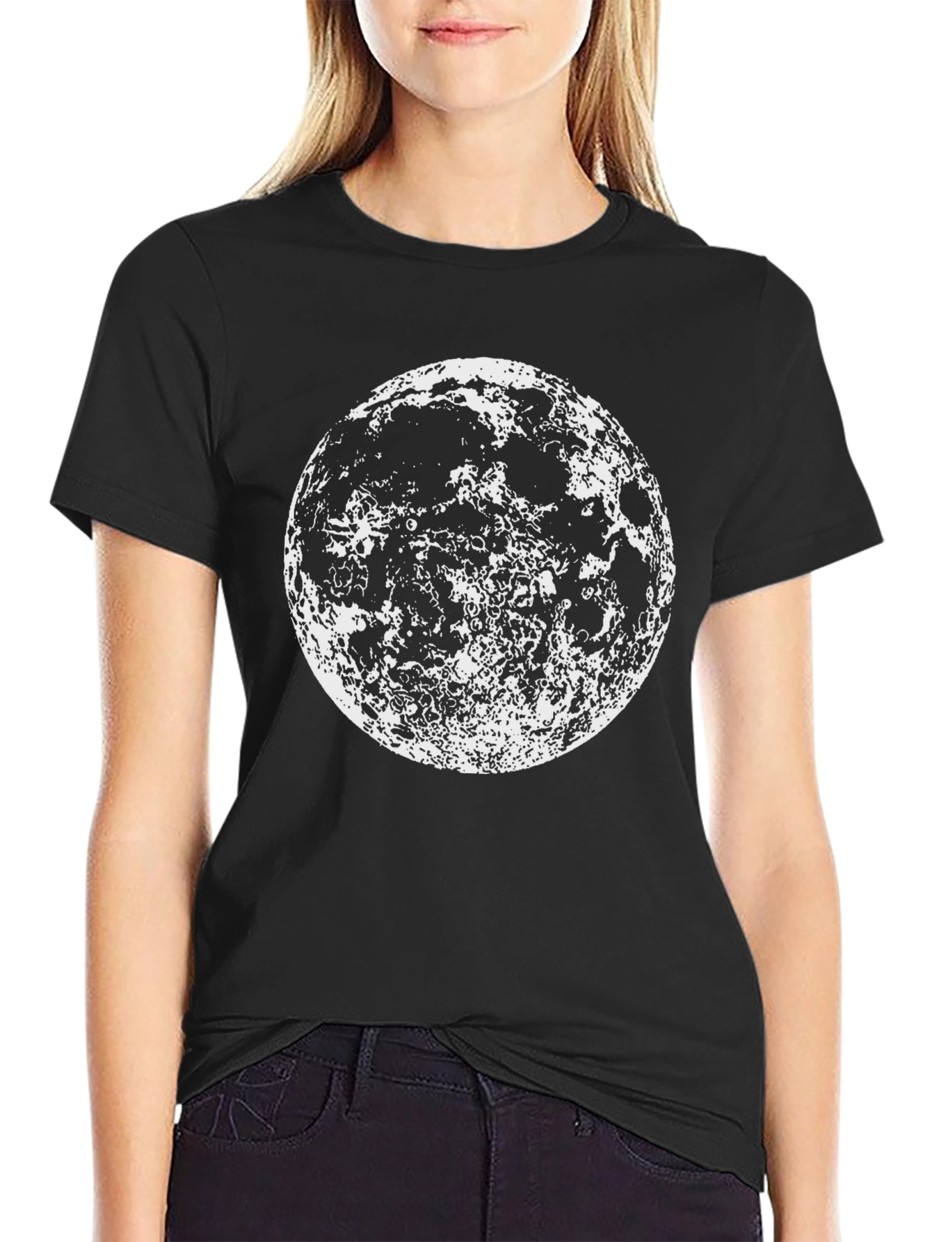 Moon Graphic Black T-Shirt - Lunar Design Tee