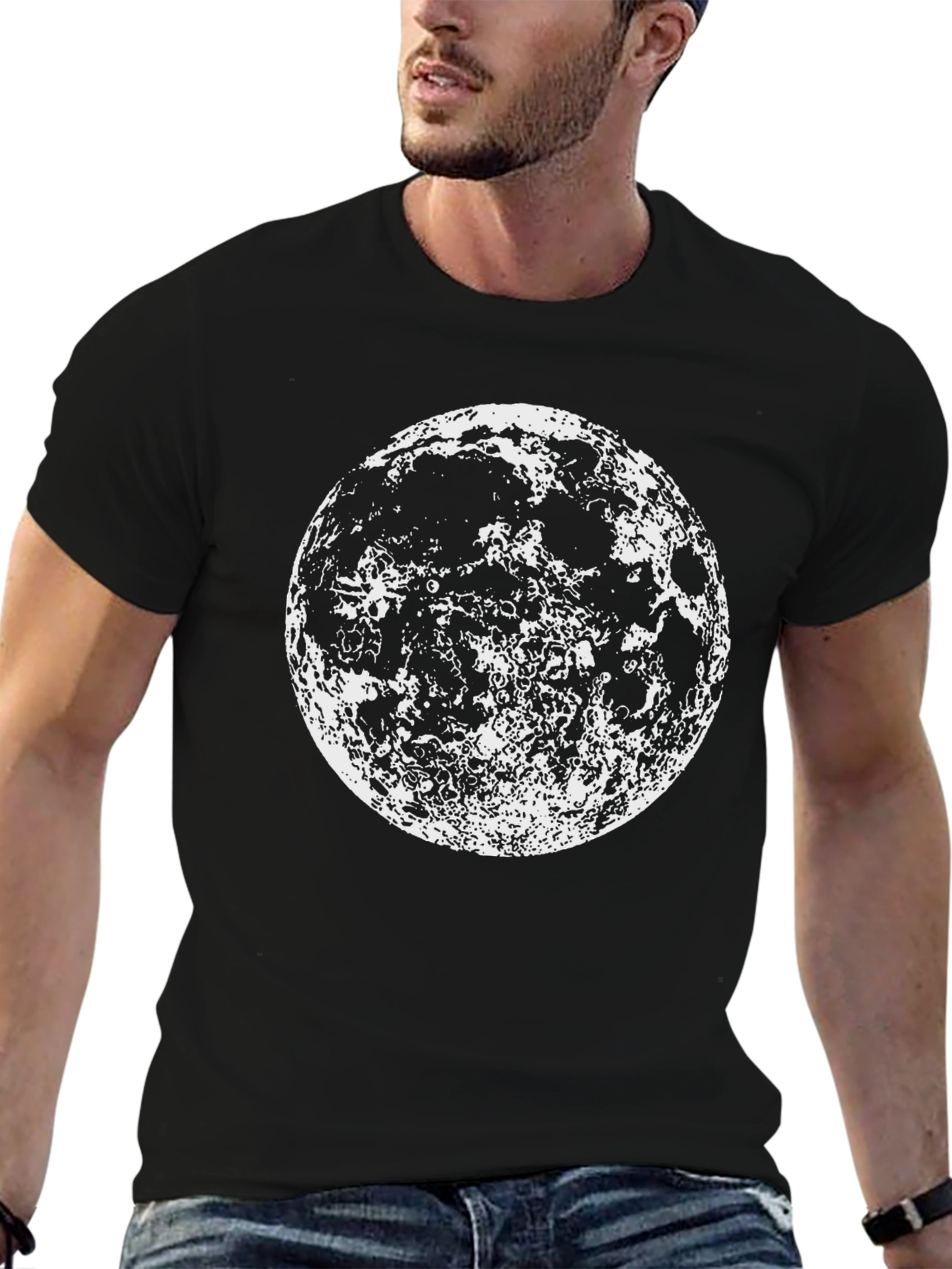 Moon Graphic Black T-Shirt - Lunar Design Tee