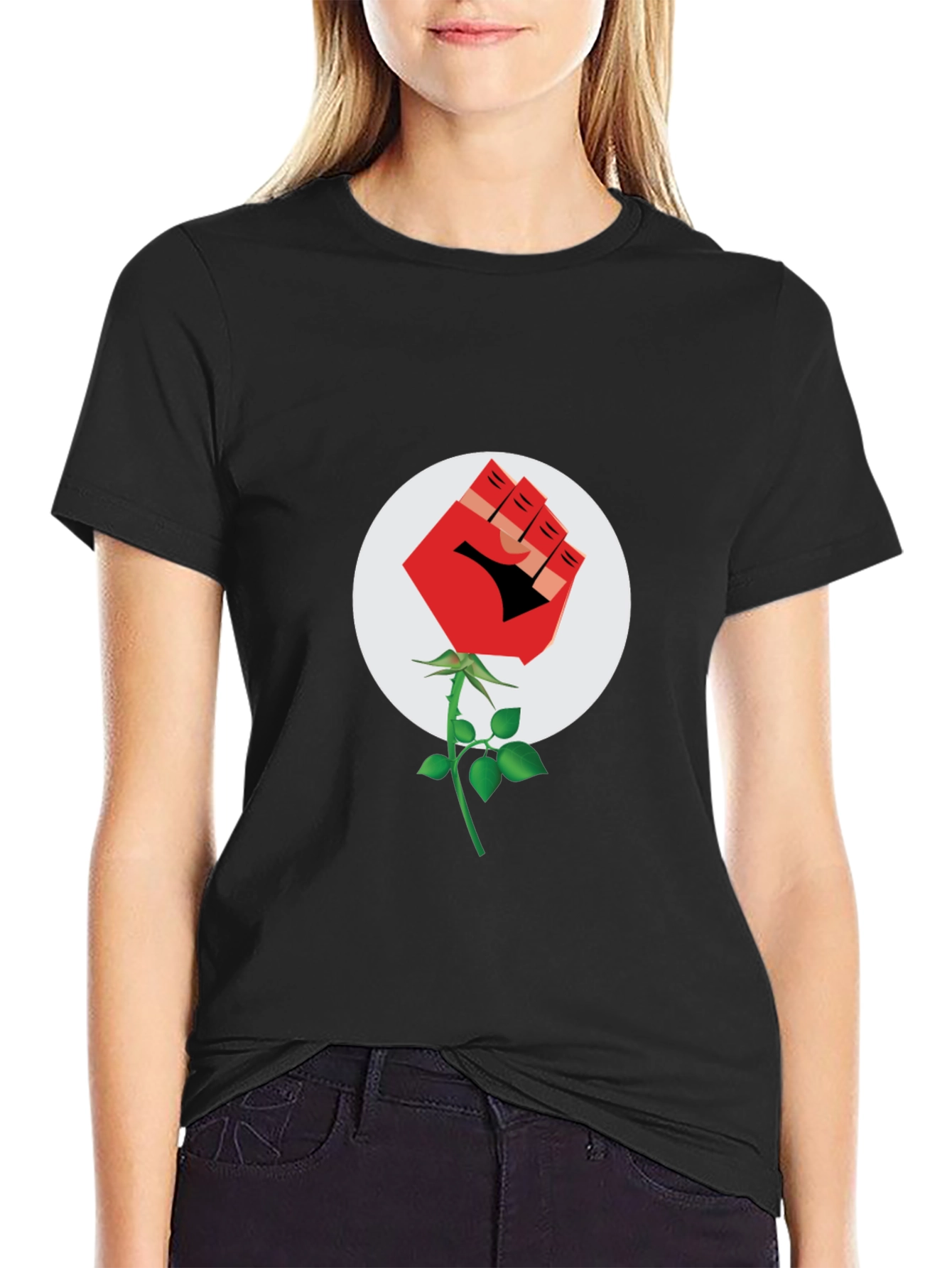 Fist Rose Black T-Shirt - Stand for Something