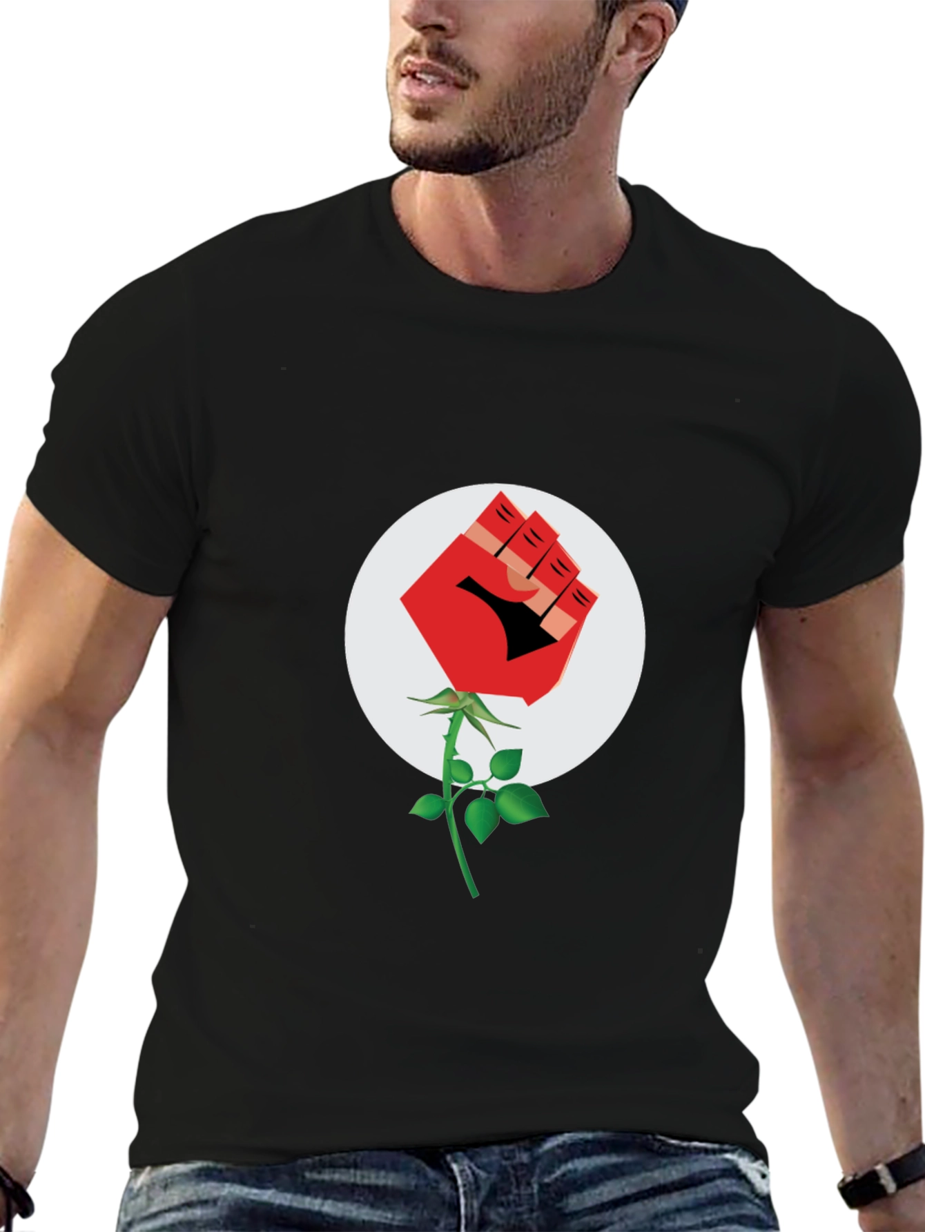 Fist Rose Black T-Shirt - Stand for Something