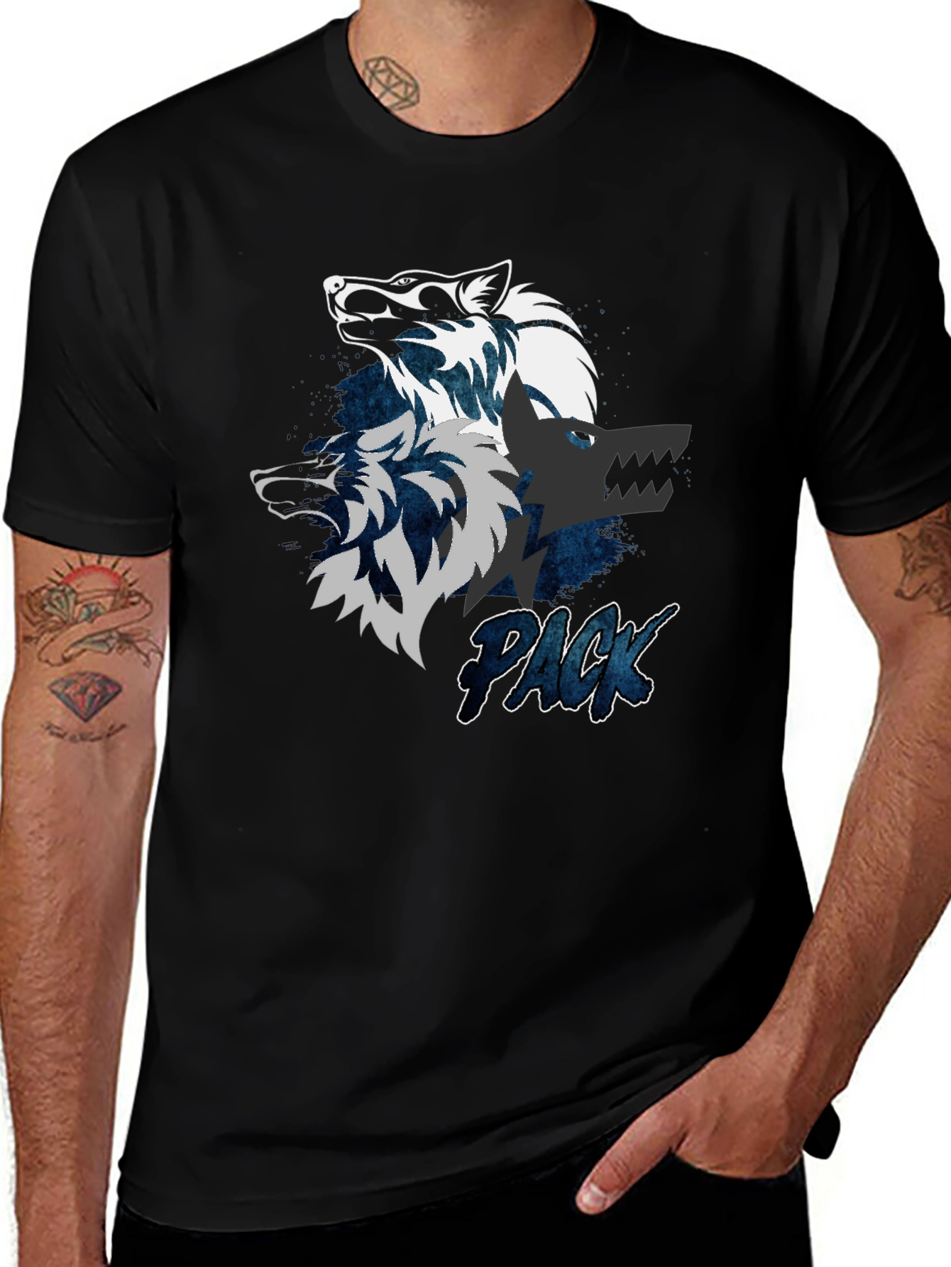 Wolf Pack Graphic T-Shirt - Black Cotton Tee