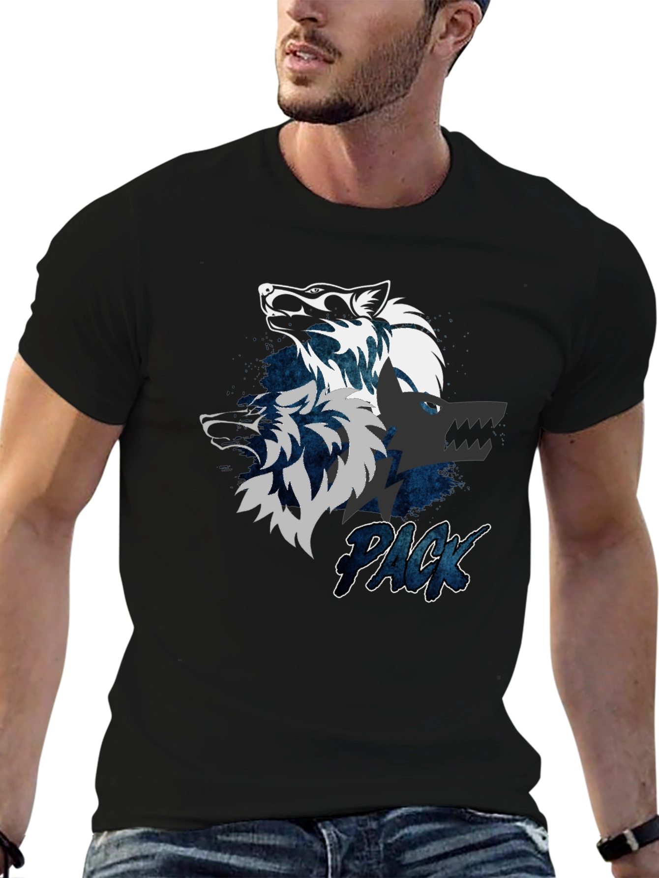 Wolf Pack Graphic T-Shirt - Black Cotton Tee