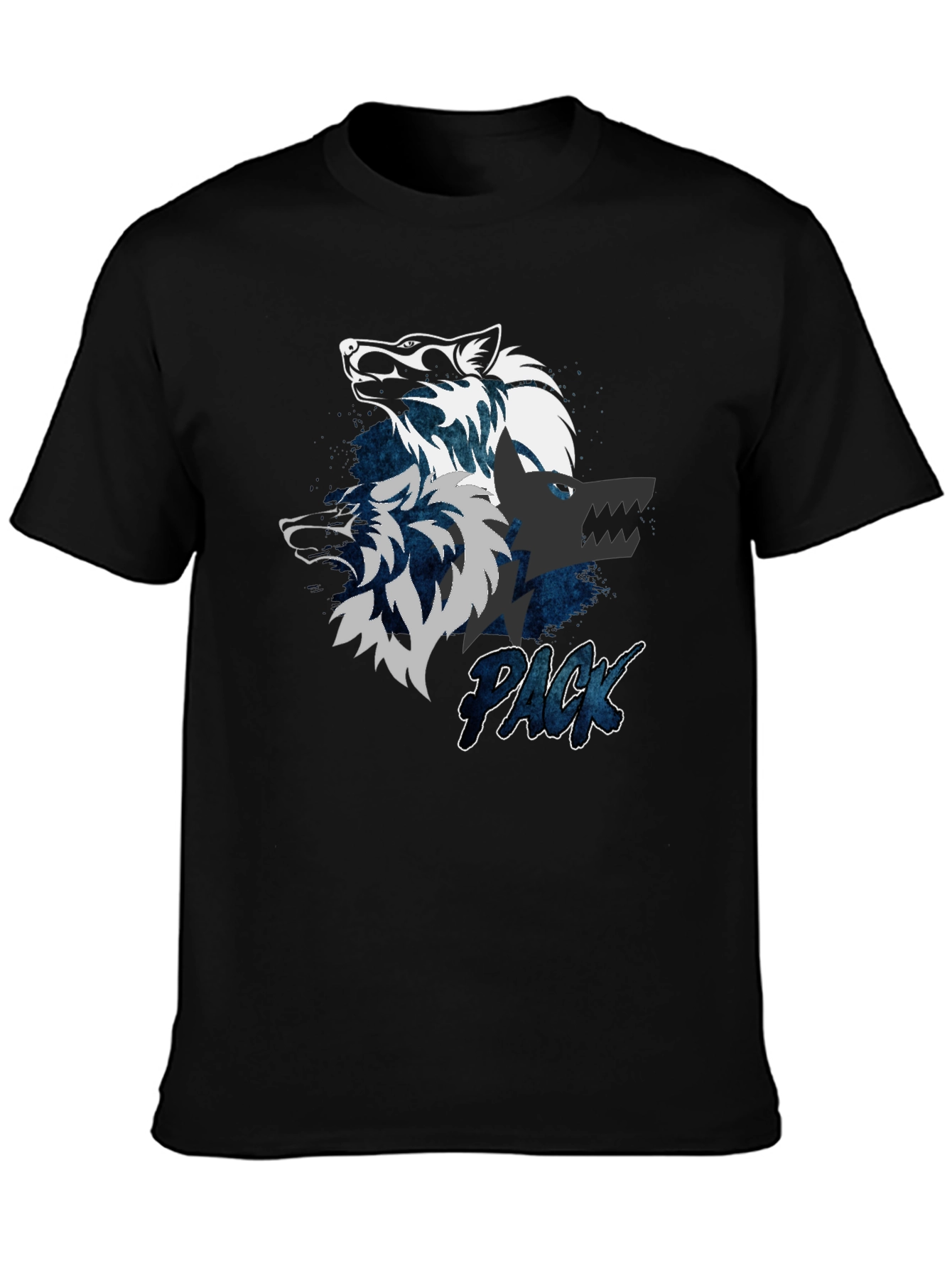 Wolf Pack Graphic T-Shirt - Black Cotton Tee