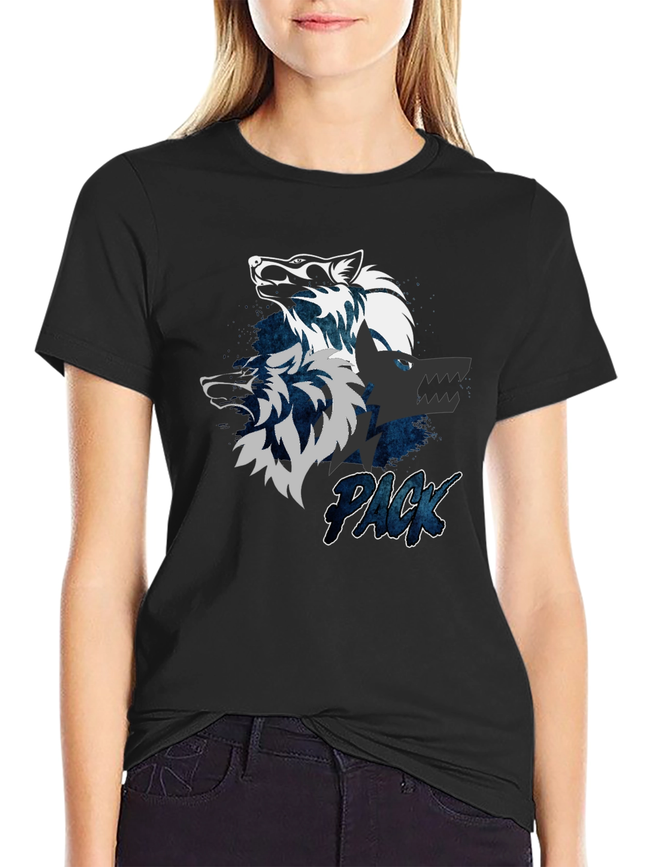Wolf Pack Graphic T-Shirt - Black Cotton Tee