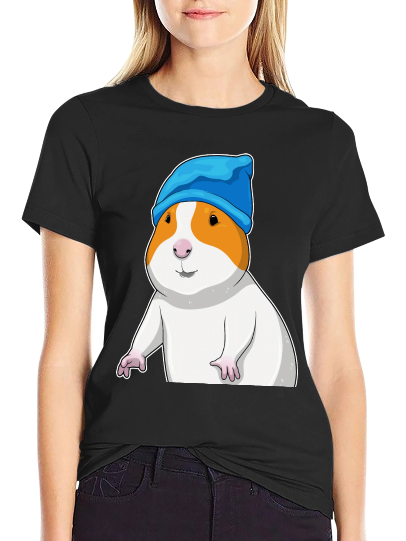 Guinea Pig in Blue Hat Graphic T-Shirt