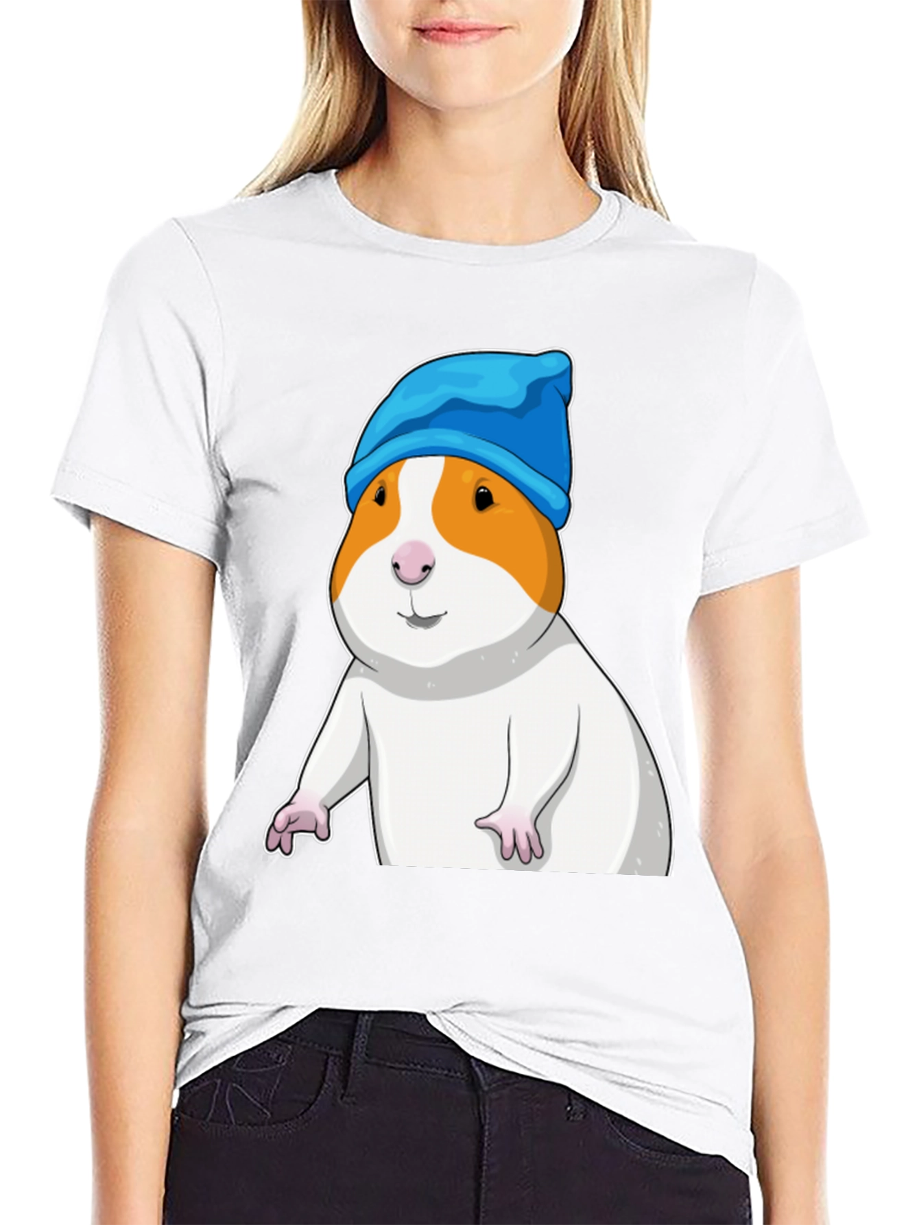 Guinea Pig in Blue Hat Graphic T-Shirt