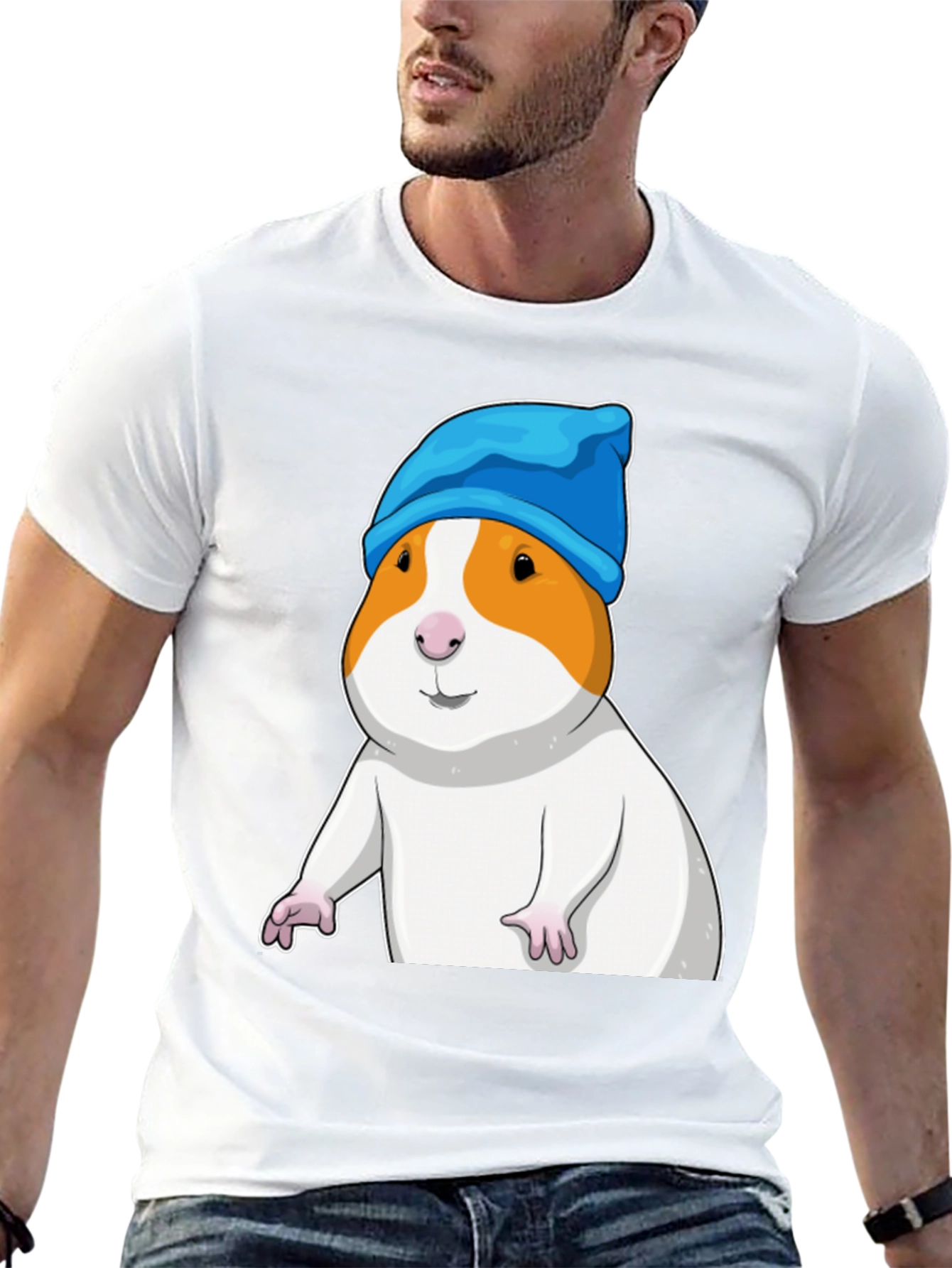 Guinea Pig in Blue Hat Graphic T-Shirt