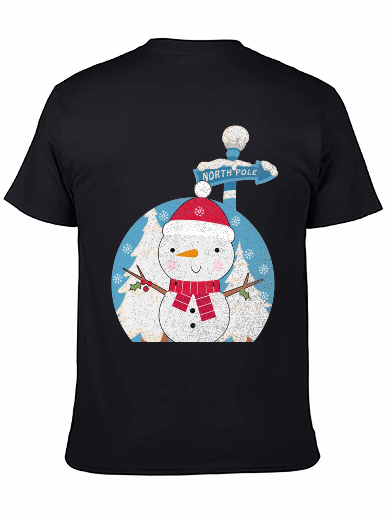 Snowman North Pole Black Tee