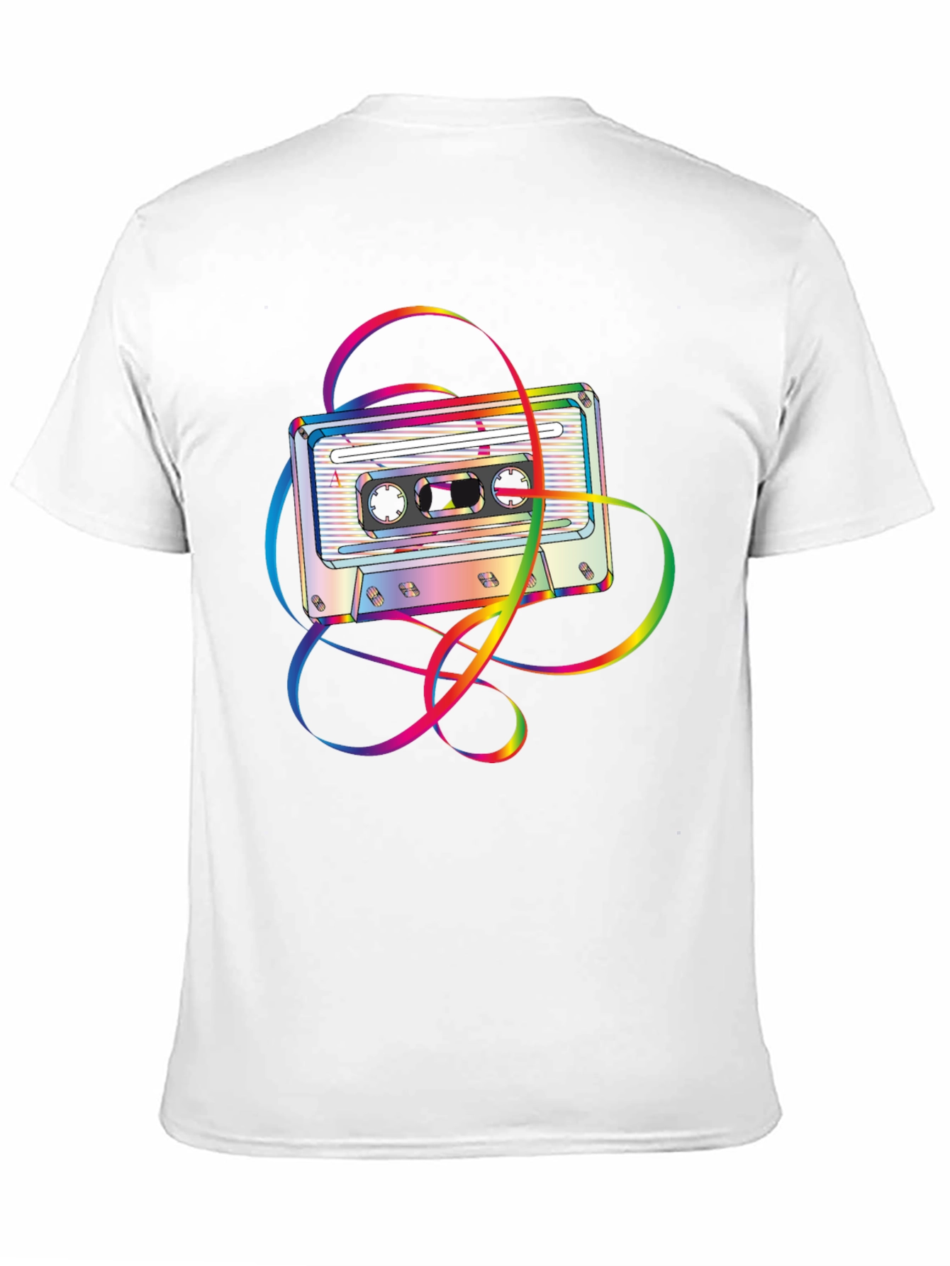 Retro Rainbow Cassette Tape Graphic Tee - Black