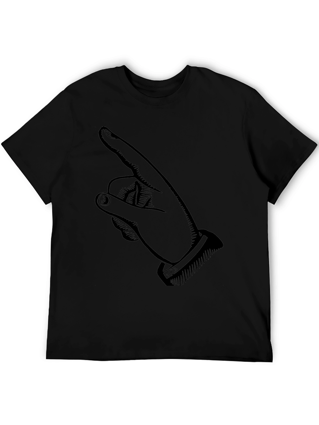 Pointing Finger Graphic Tee - Stylish Black Cotton T-Shirt