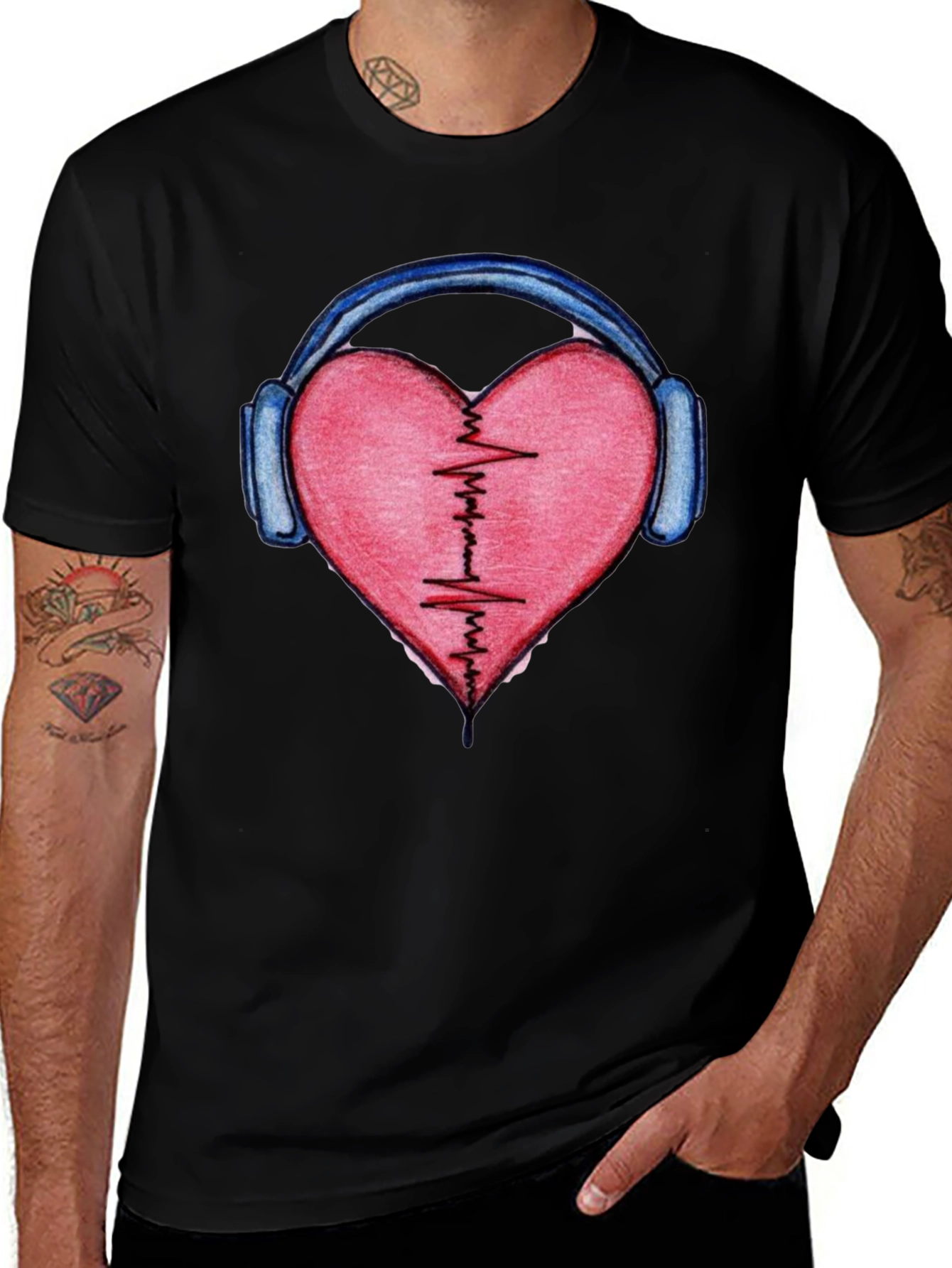 Heartbeat Headphones Graphic Tee