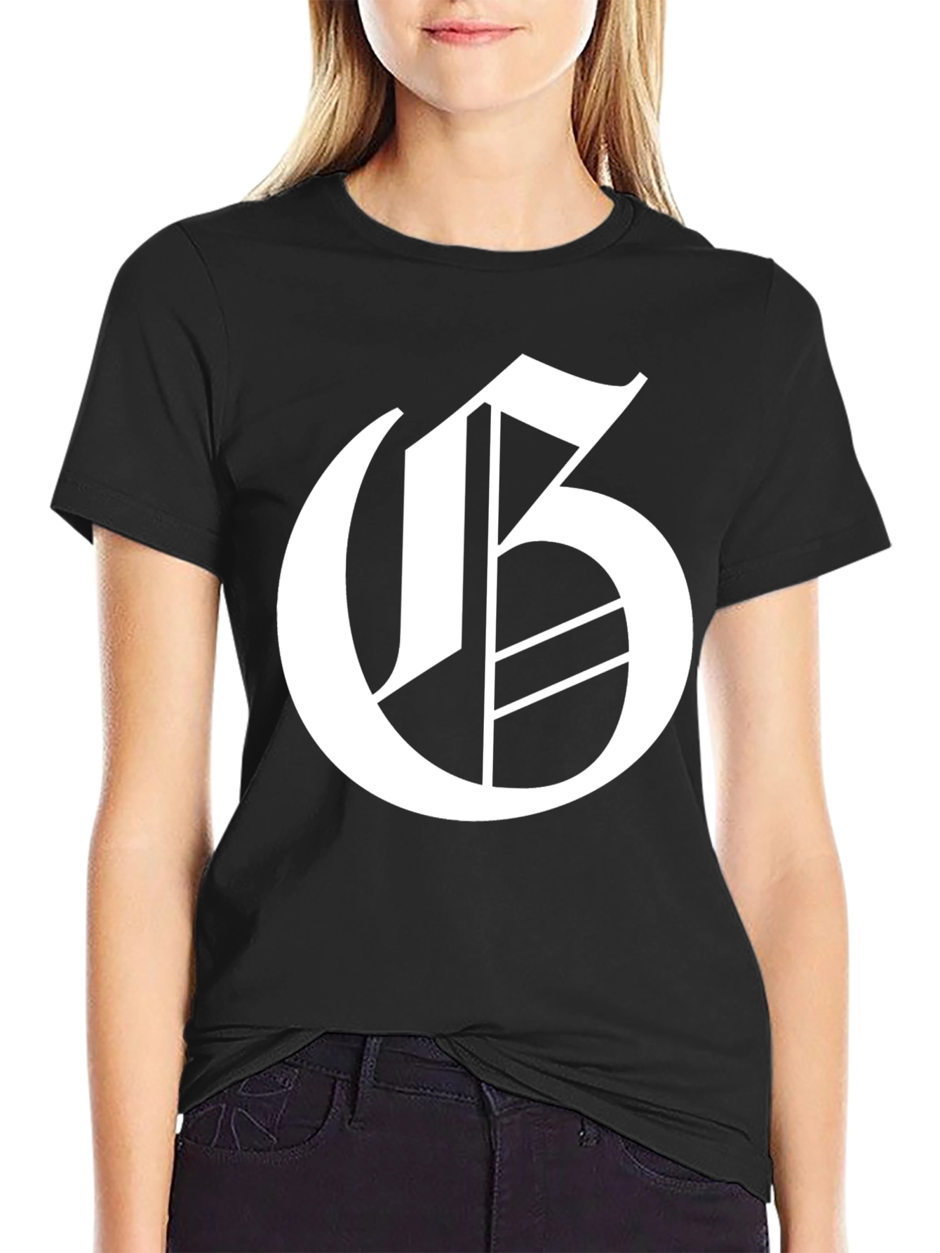 Letter G Graphic Tee - Black Cotton Blend