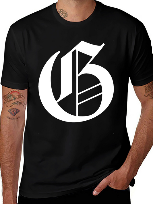 Letter G Graphic Tee - Black Cotton Blend
