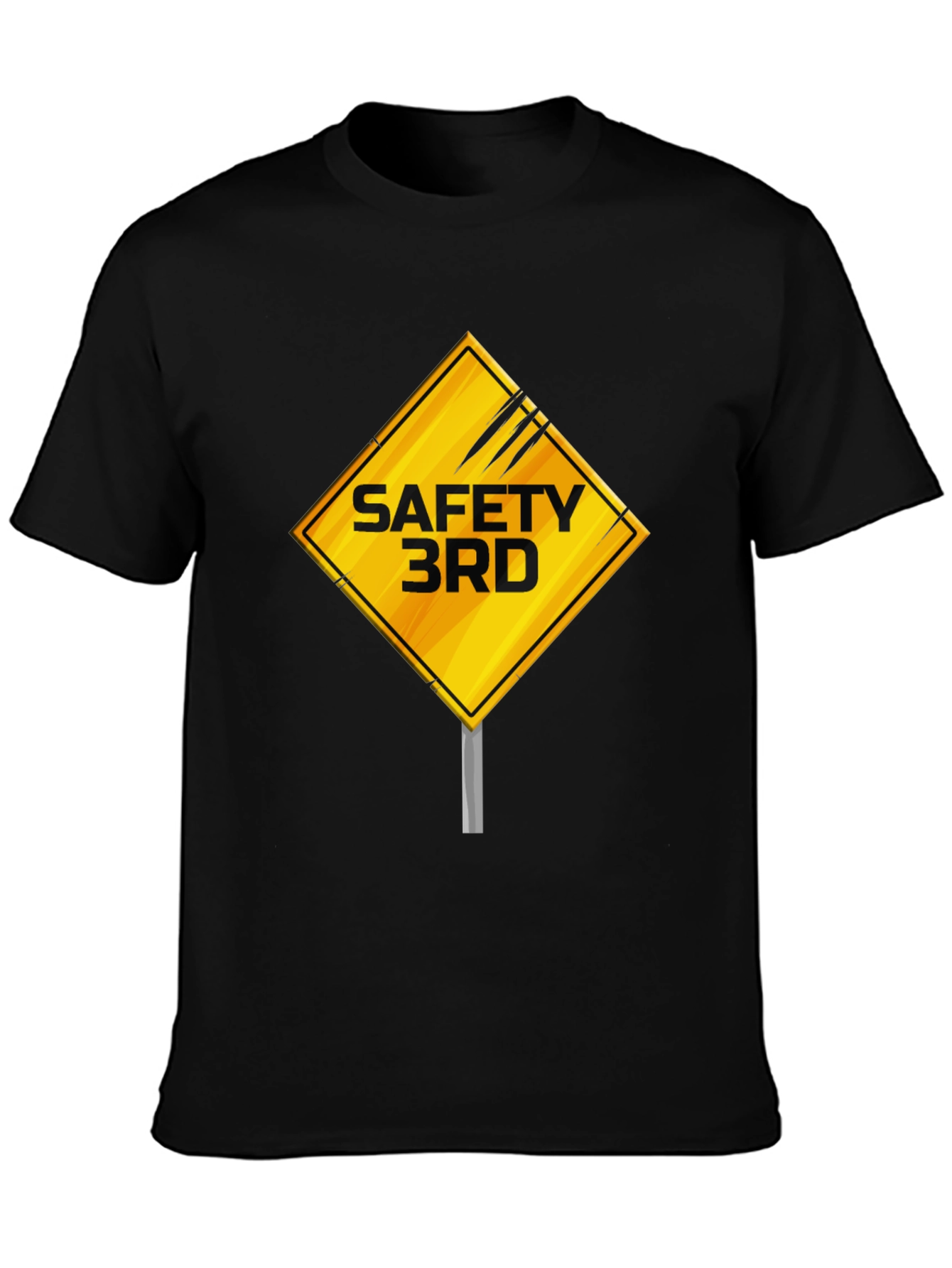 Safety 3rd T-Shirt - Caution Sign Novelty Graphic Tee