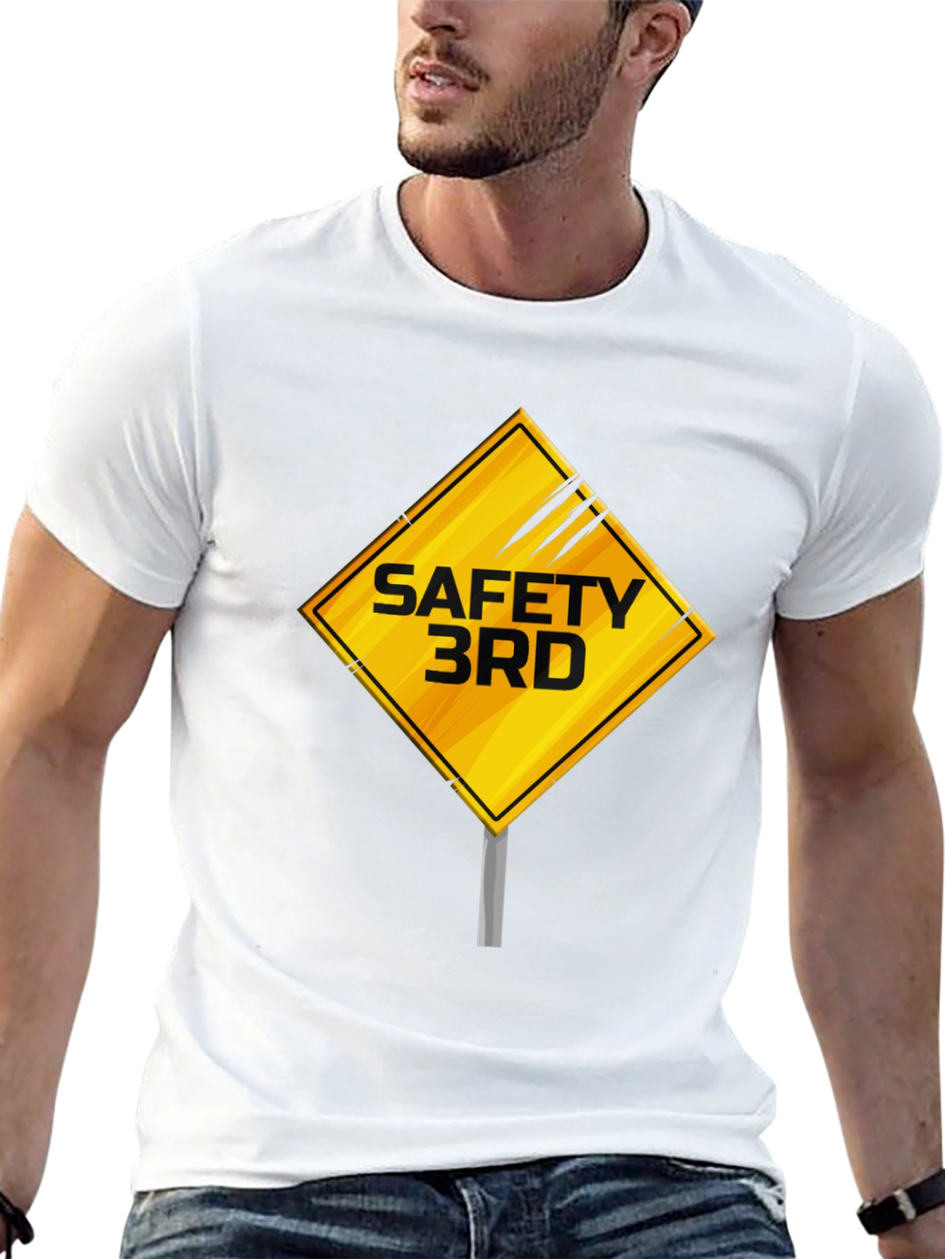 Safety 3rd T-Shirt - Caution Sign Novelty Graphic Tee