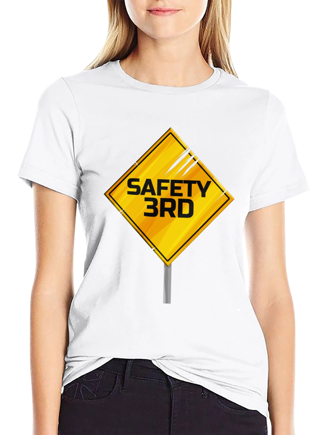 Safety 3rd T-Shirt - Caution Sign Novelty Graphic Tee
