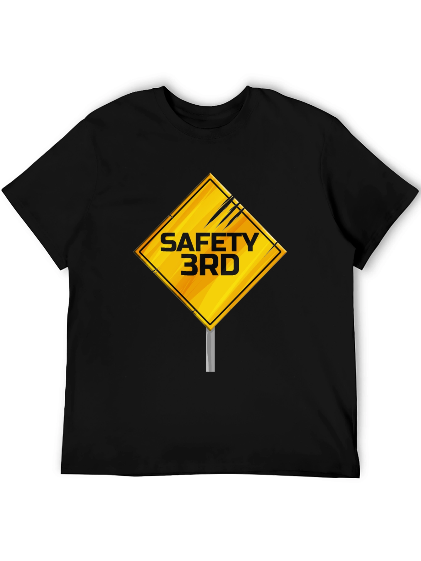 Safety 3rd T-Shirt - Caution Sign Novelty Graphic Tee