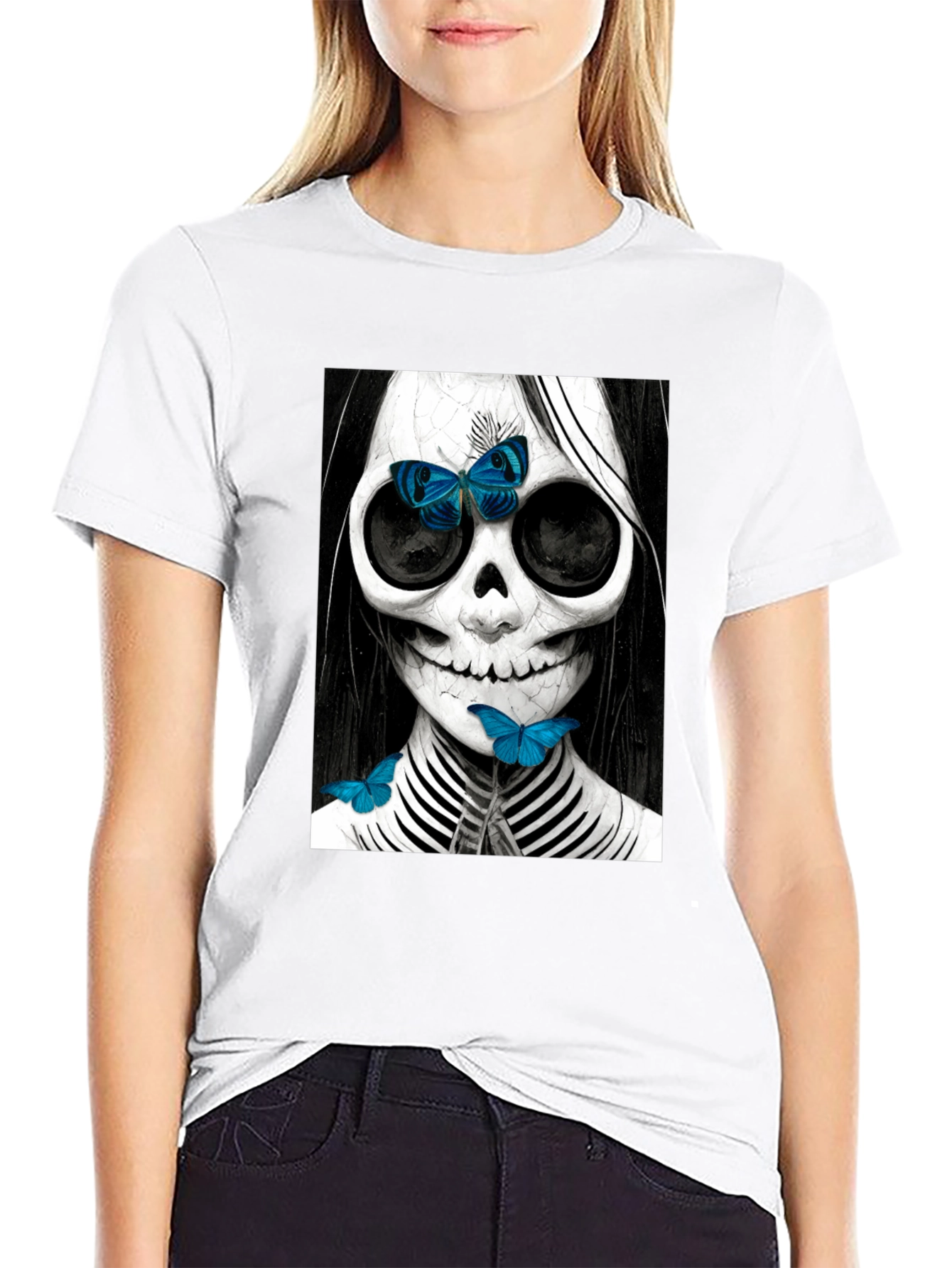 Skull & Butterfly Graphic Tee - Unique Fashion