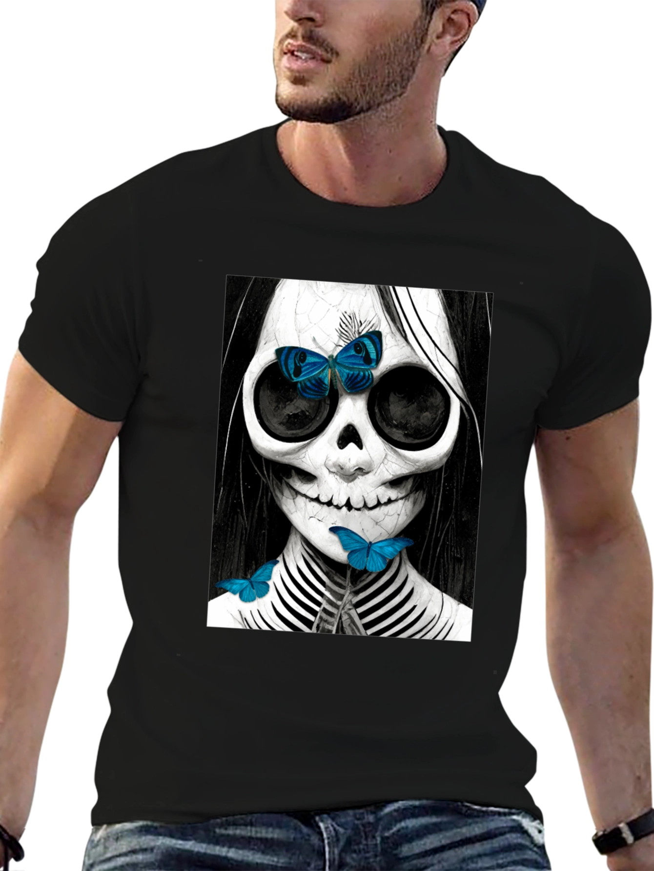 Skull & Butterfly Graphic Tee - Unique Fashion