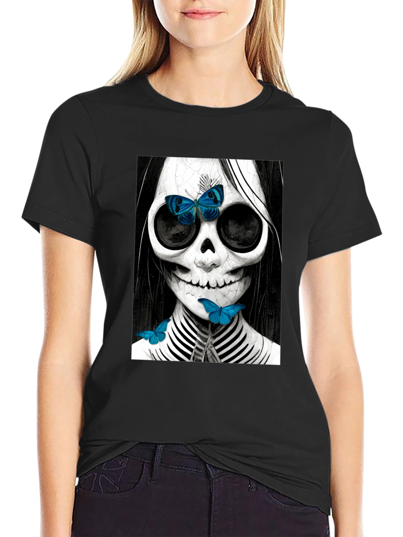 Skull & Butterfly Graphic Tee - Unique Fashion