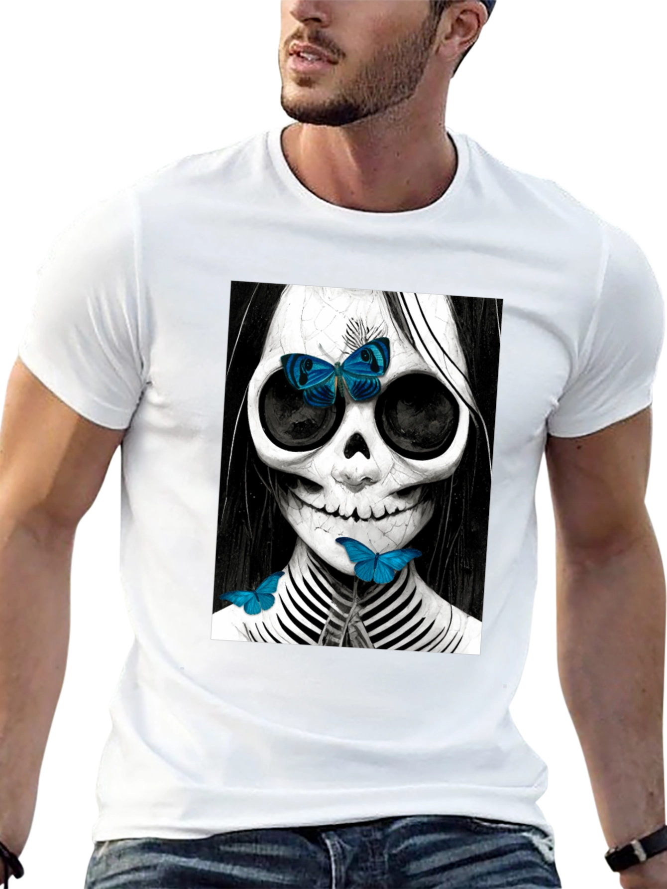 Skull & Butterfly Graphic Tee - Unique Fashion