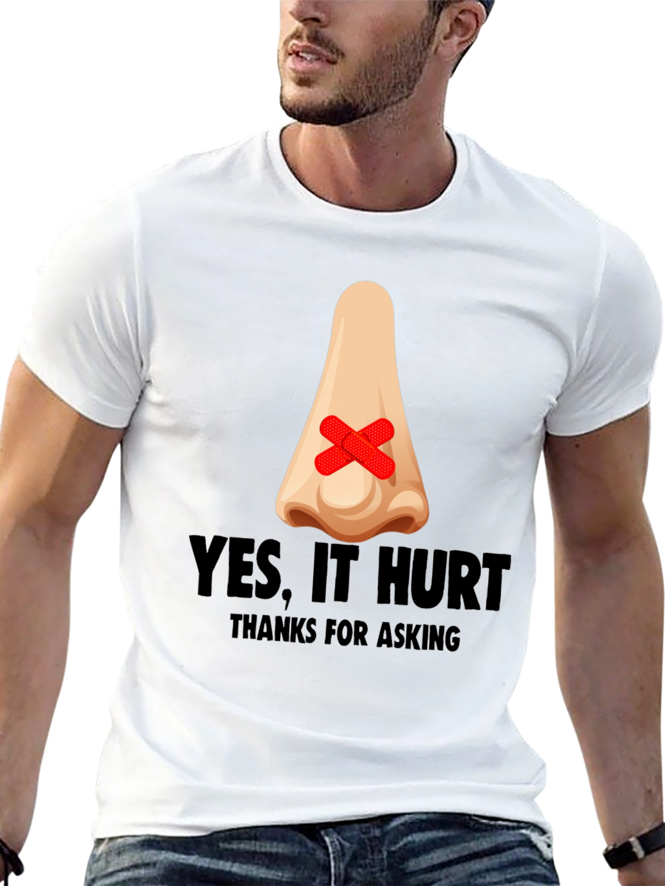 Humorous Yes It Hurt Nose Patch T-Shirt