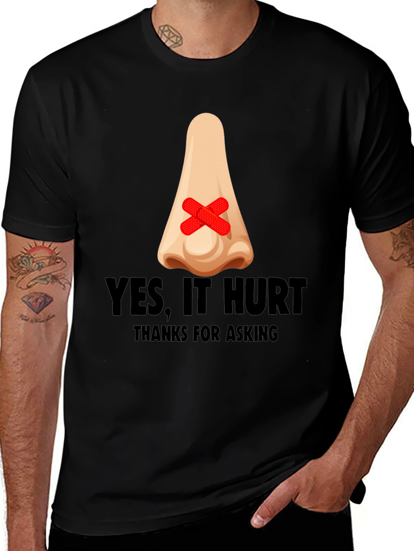 Humorous Yes It Hurt Nose Patch T-Shirt