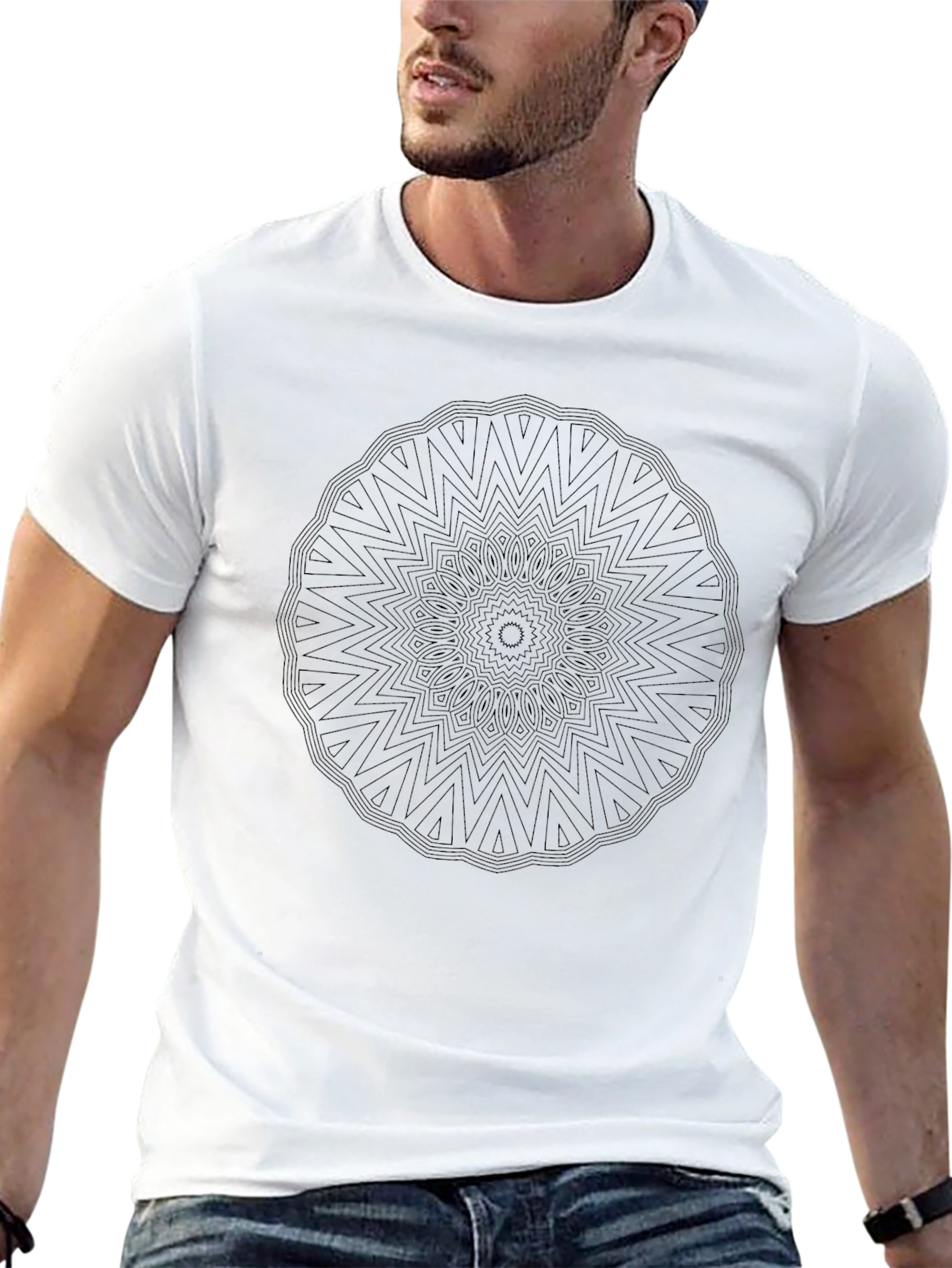 Black Mandala Graphic Tee - Geometric Design T-Shirt
