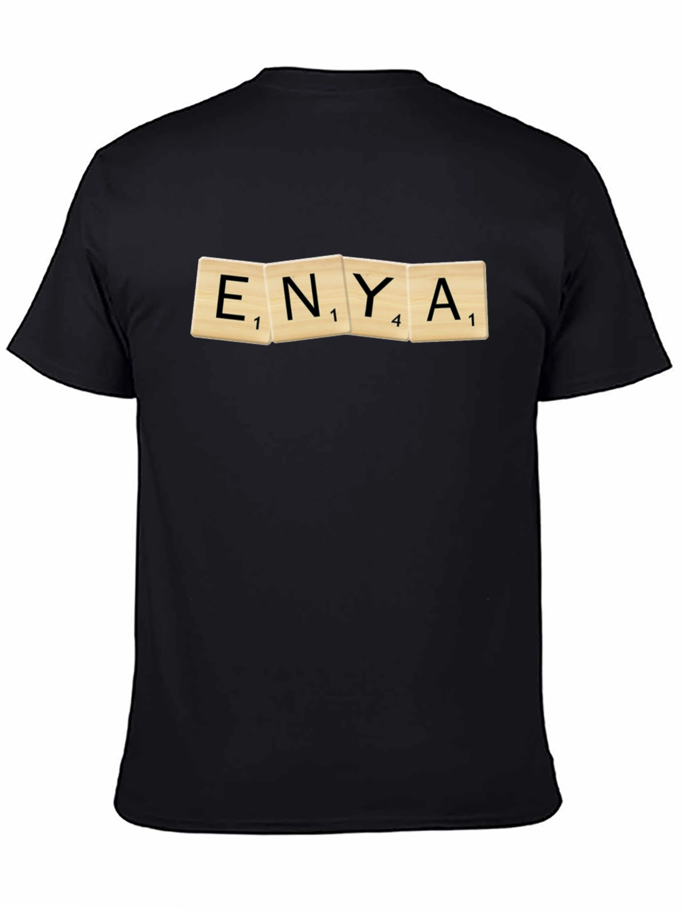 Enya Scrabble Tile Graphic Black T-Shirt