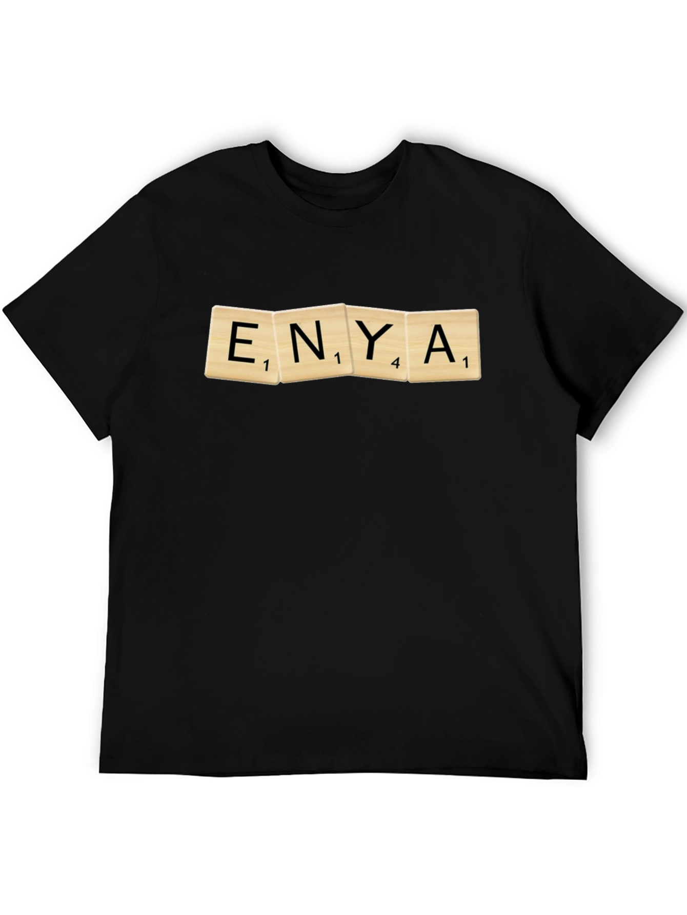 Enya Scrabble Tile Graphic Black T-Shirt
