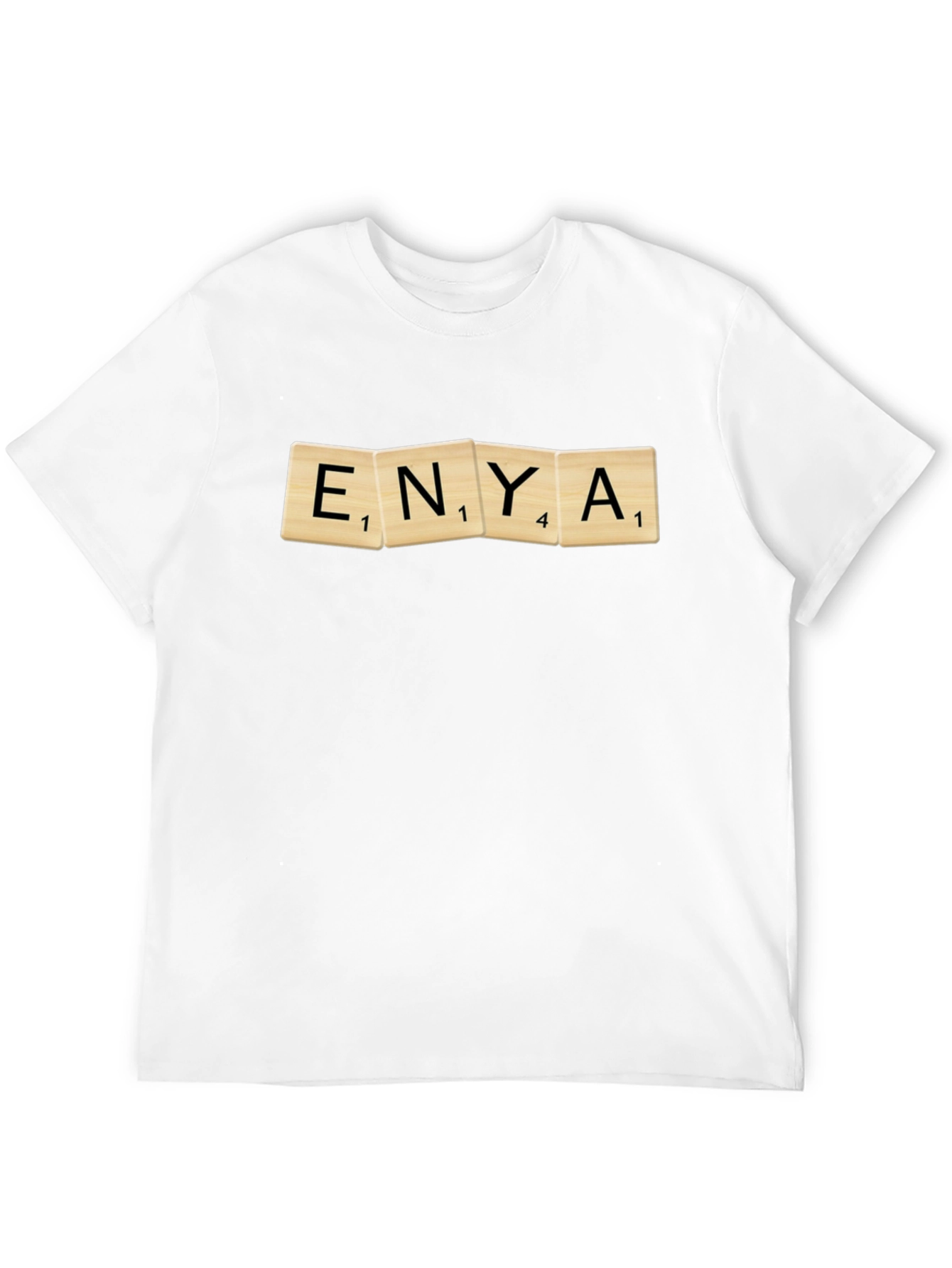 Enya Scrabble Tile Graphic Black T-Shirt