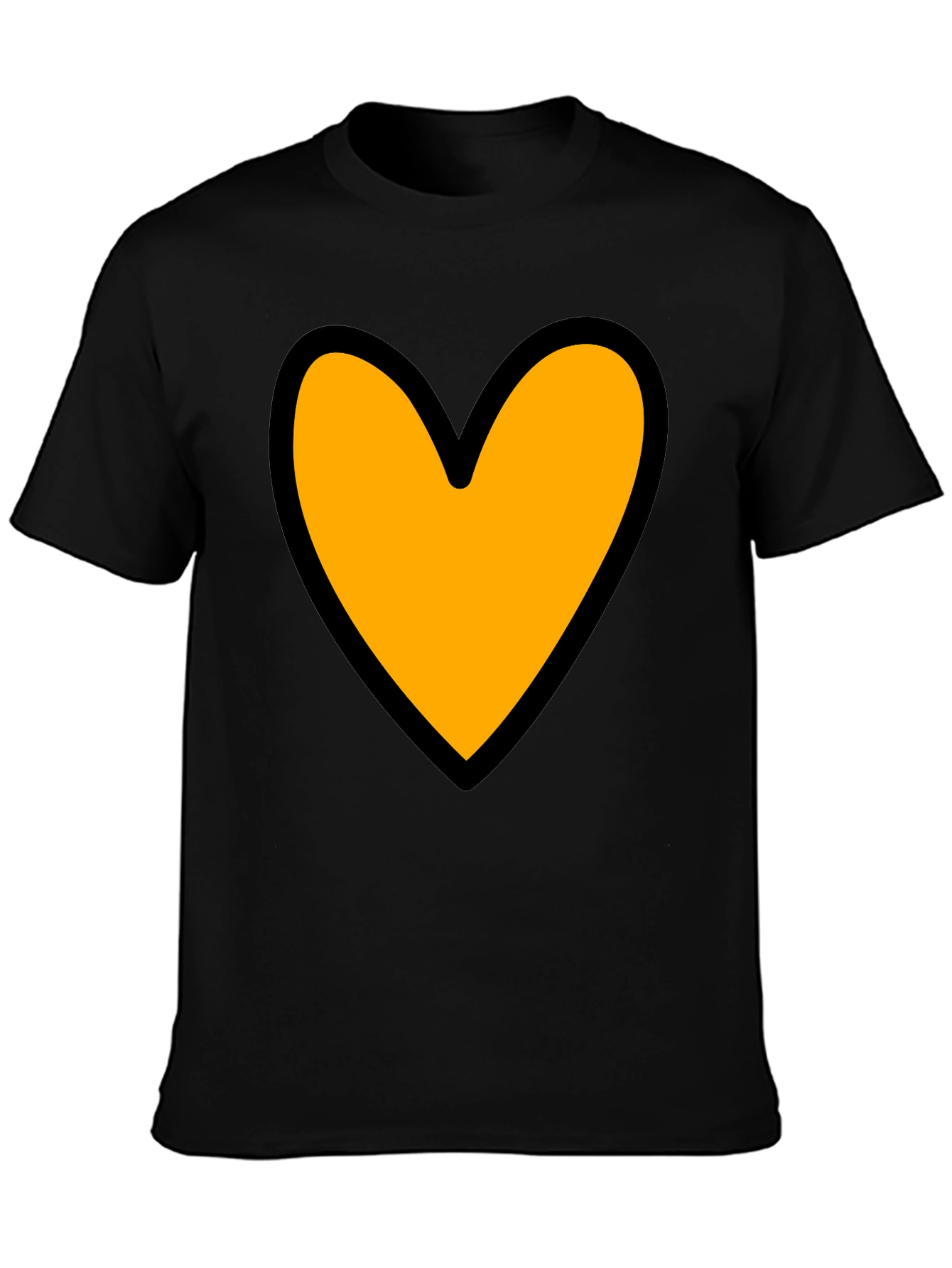 Heart Graphic Tee - Black Cotton Blend Casual T-Shirt