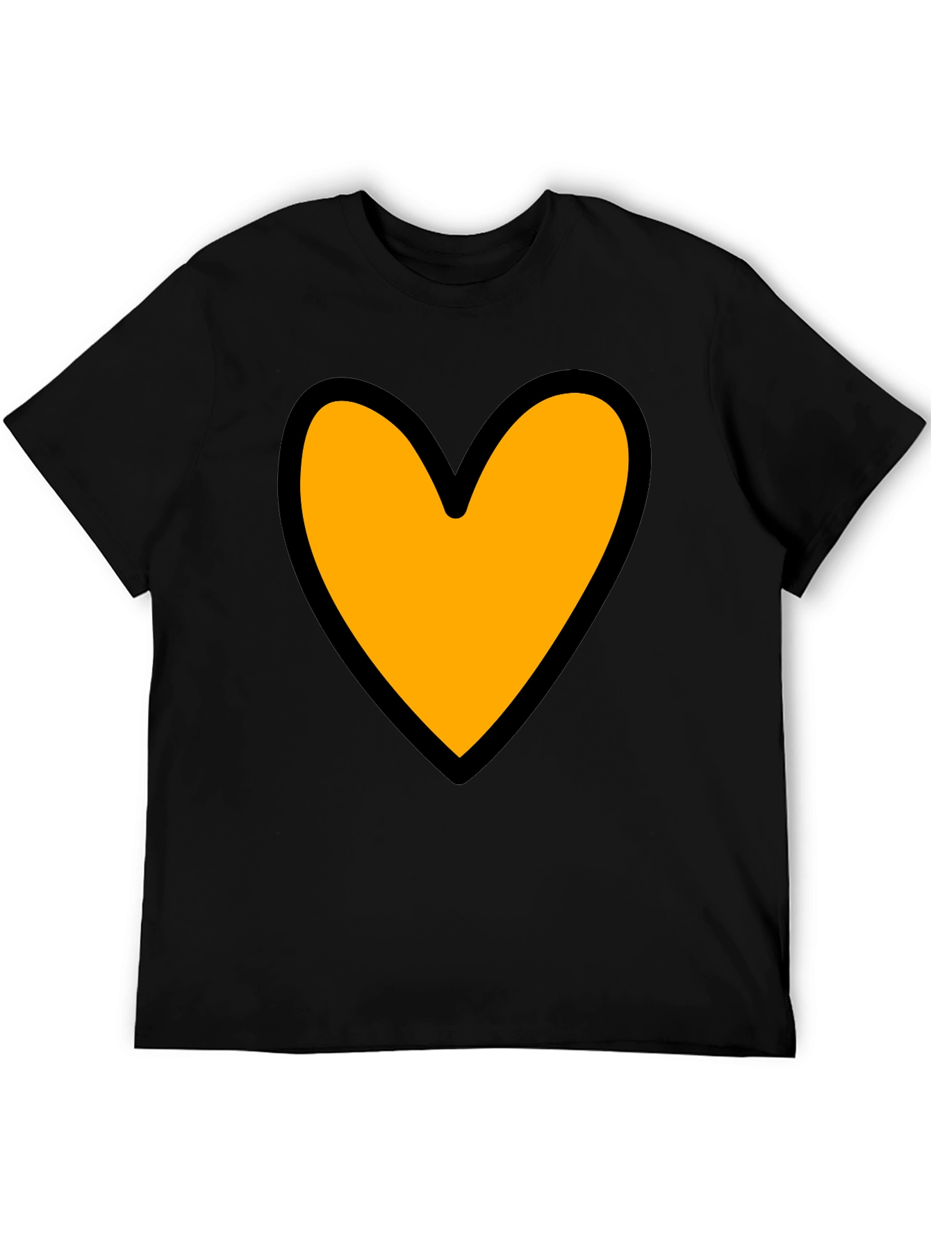 Heart Graphic Tee - Black Cotton Blend Casual T-Shirt