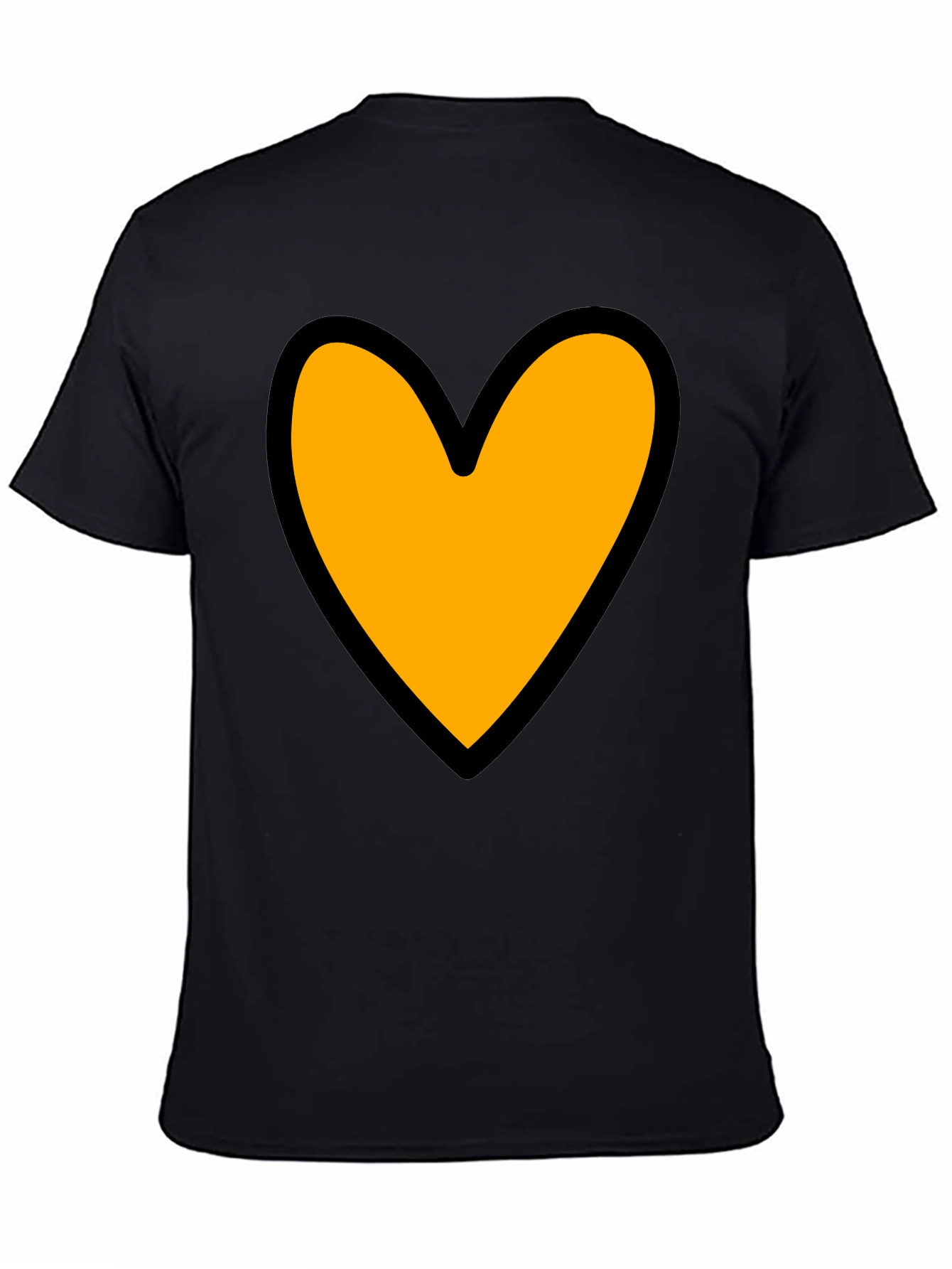 Heart Graphic Tee - Black Cotton Blend Casual T-Shirt
