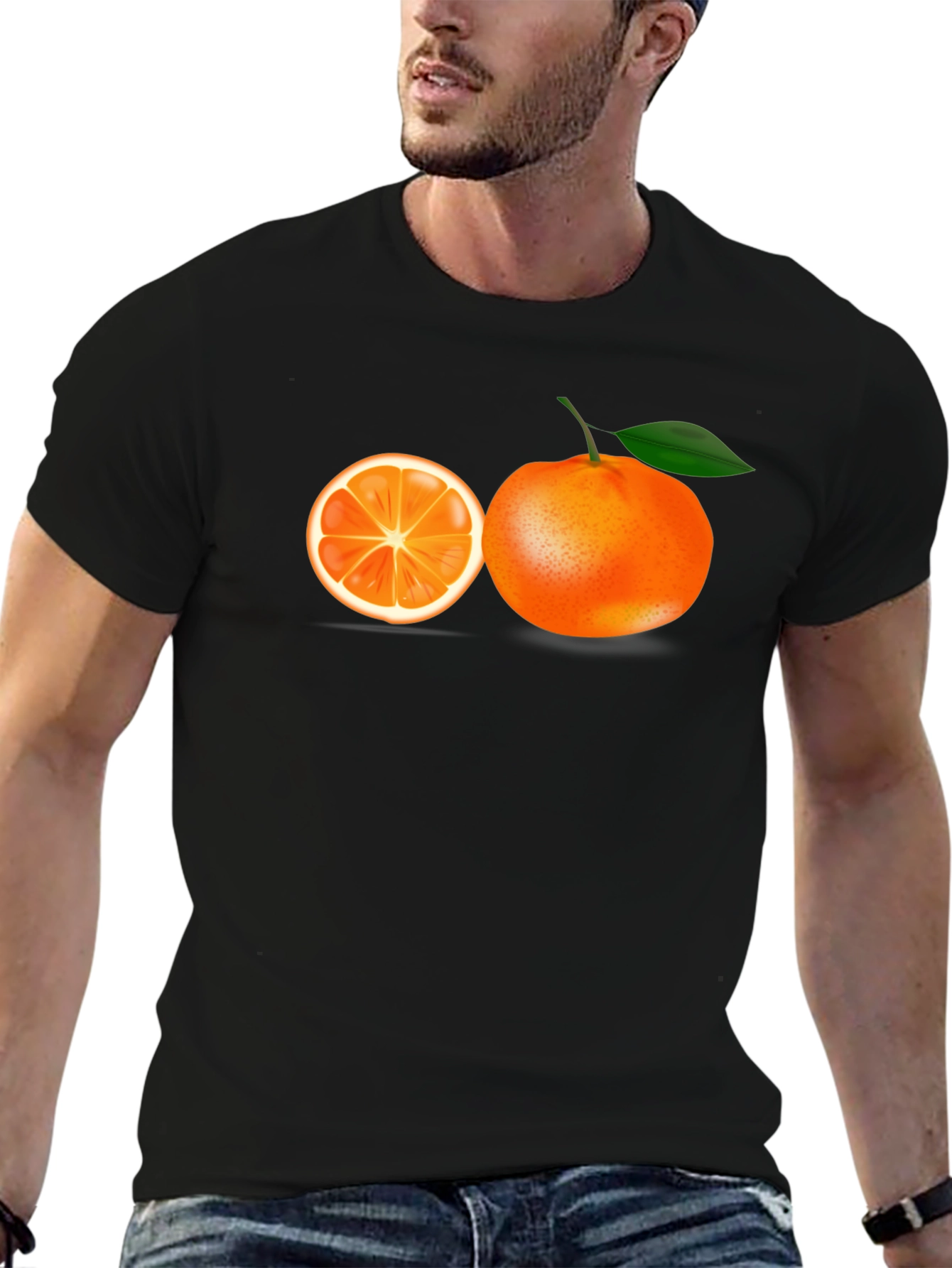 Orange Graphic Black T-Shirt - Fresh Style