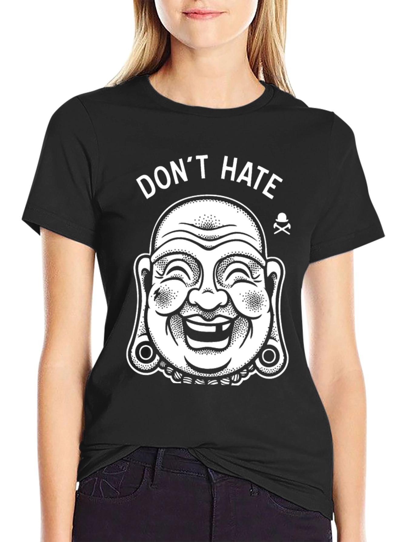Dont Hate Buddha Graphic T-Shirt - Black