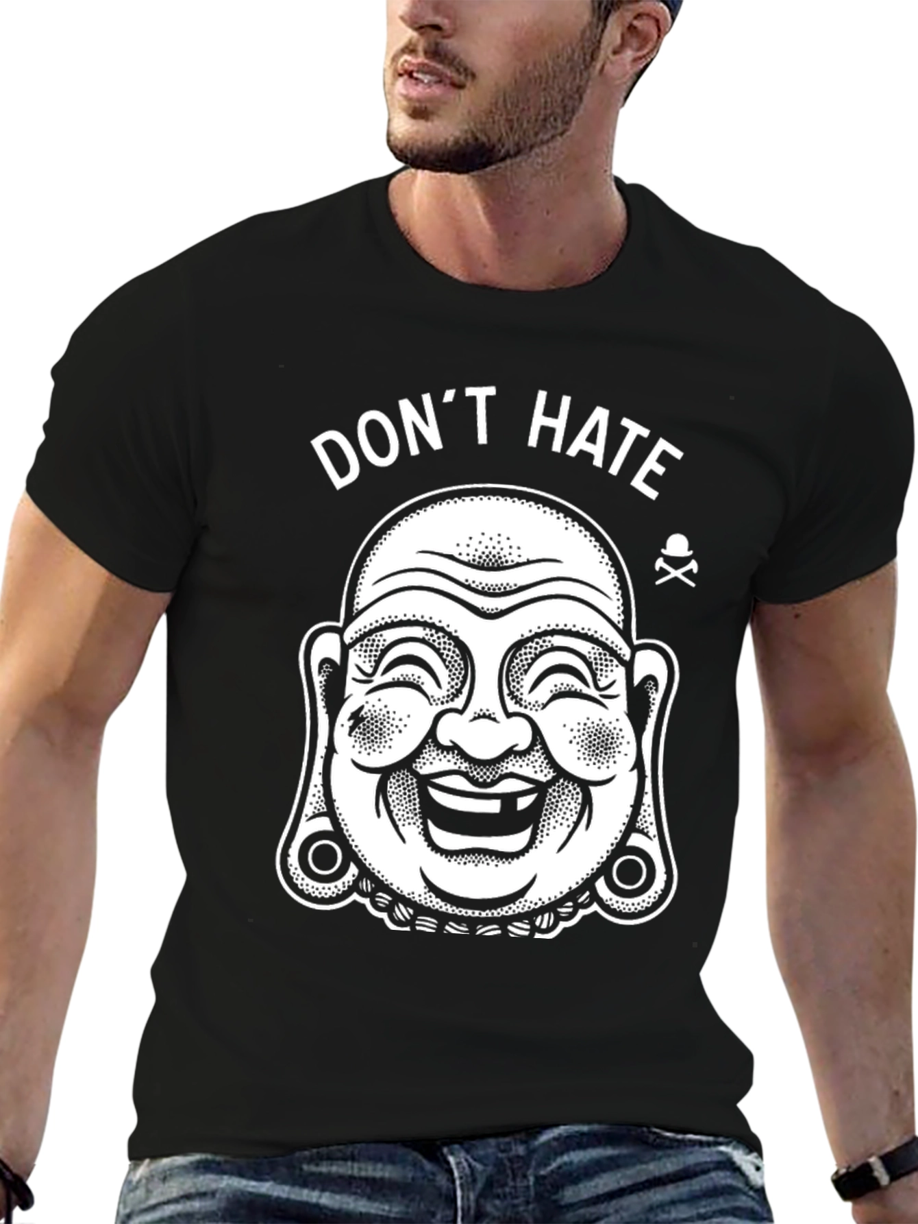 Dont Hate Buddha Graphic T-Shirt - Black