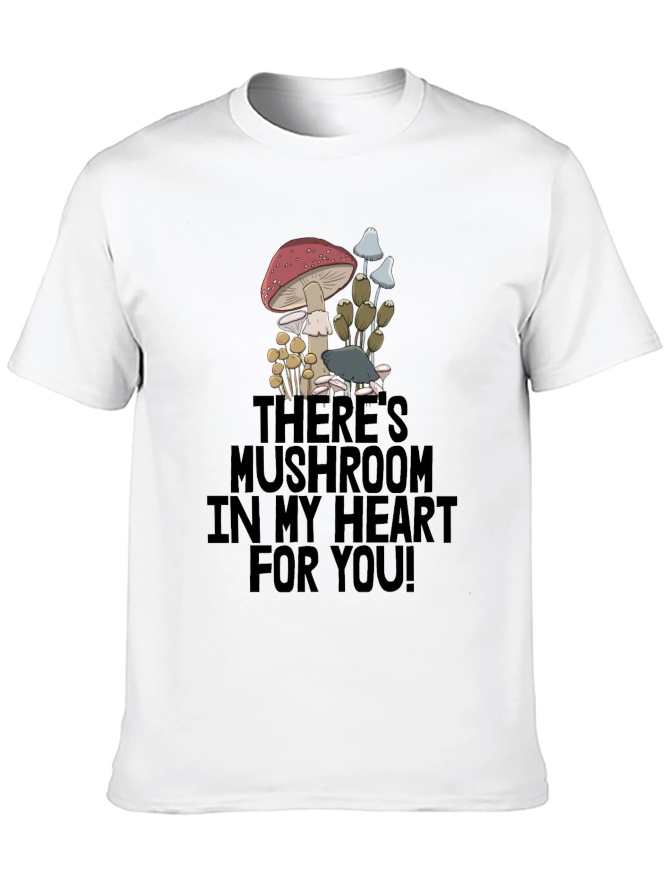Mushroom Heart Graphic T-Shirt - Funny Novelty Tee