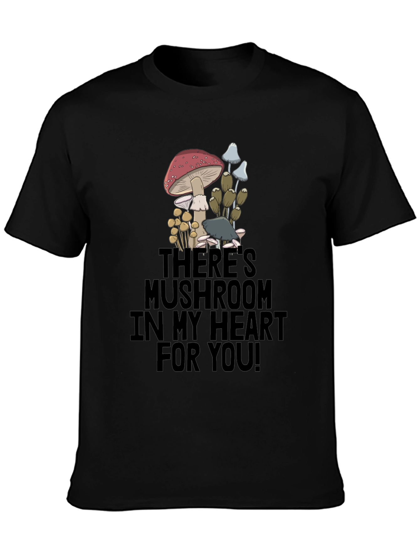 Mushroom Heart Graphic T-Shirt - Funny Novelty Tee