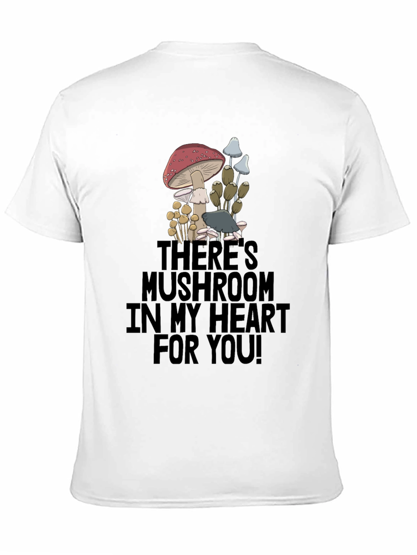 Mushroom Heart Graphic T-Shirt - Funny Novelty Tee
